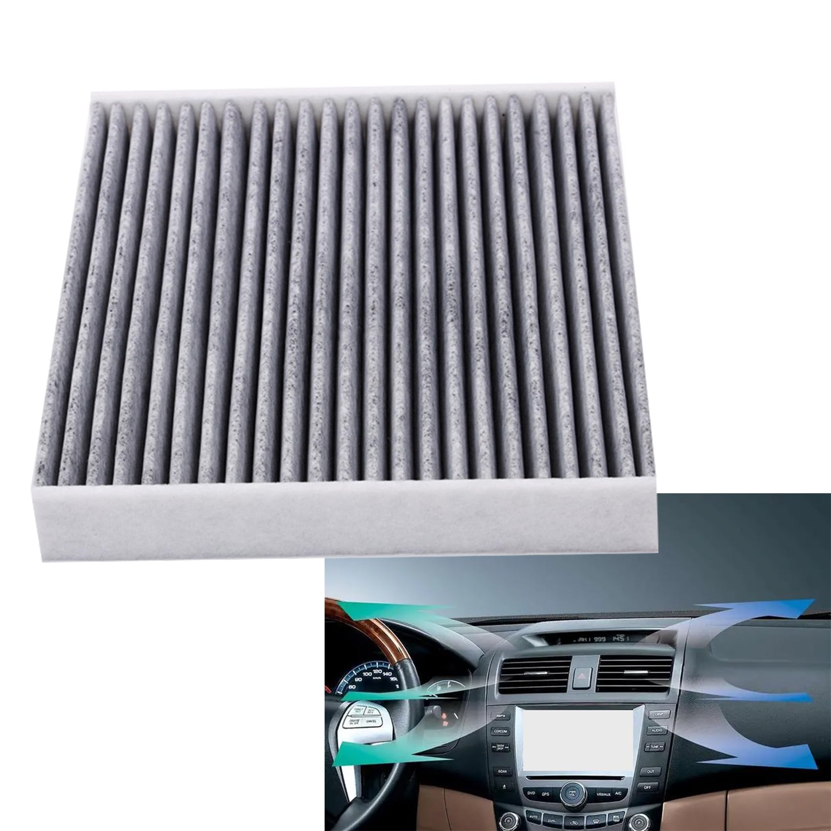 Lecctso Cabin Air Filter, Air Filter, Cabin Filter Includes Activated Carbon Replaces OEM #87139-26010, 87139-02090 Compatible w