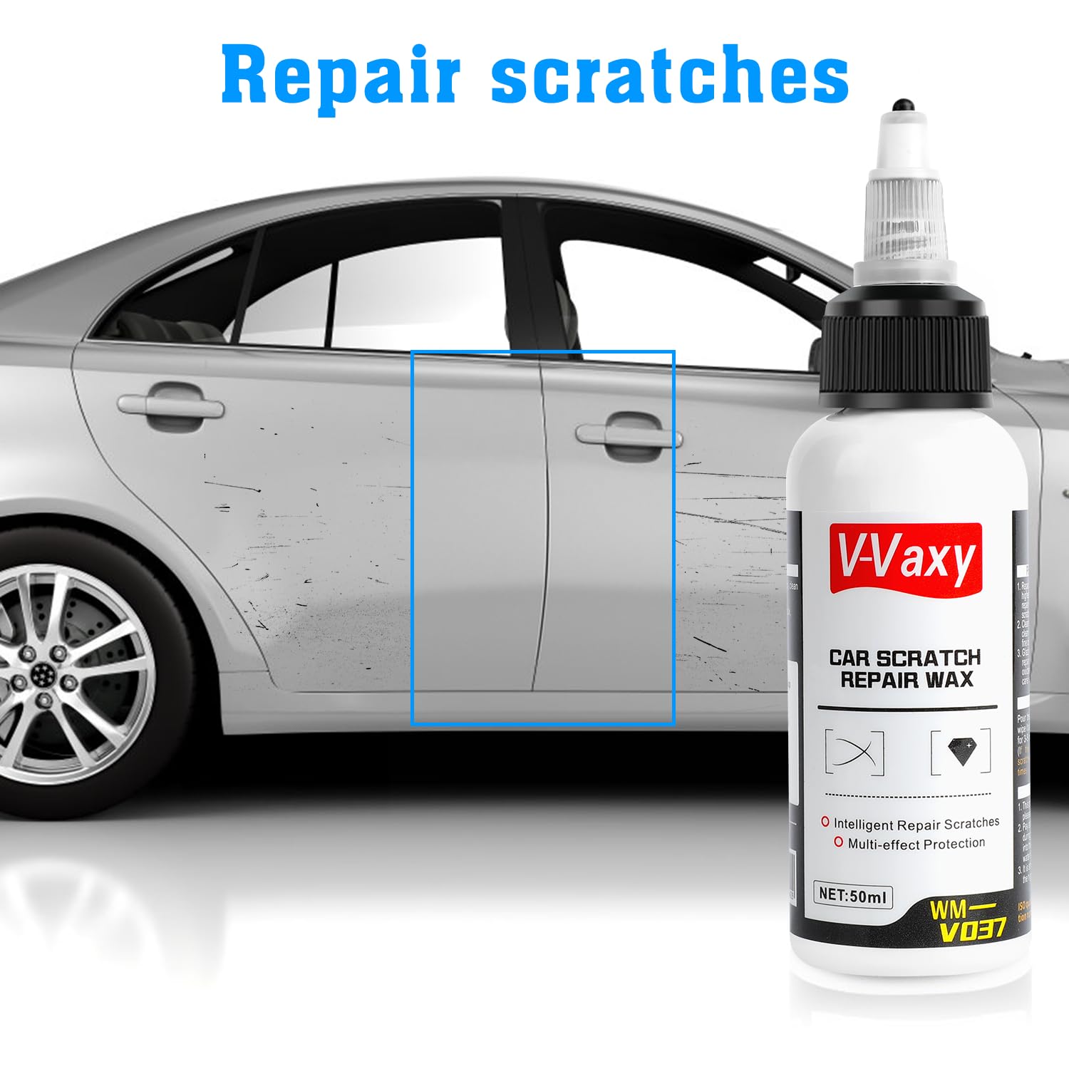 2Pcs V-Vaxy Car Scratch Repair Wax, Car Buff Out Scratch, Intelligent Repair Scratcher, Car Paint Scratch Repair, V-Vaxy Paint R