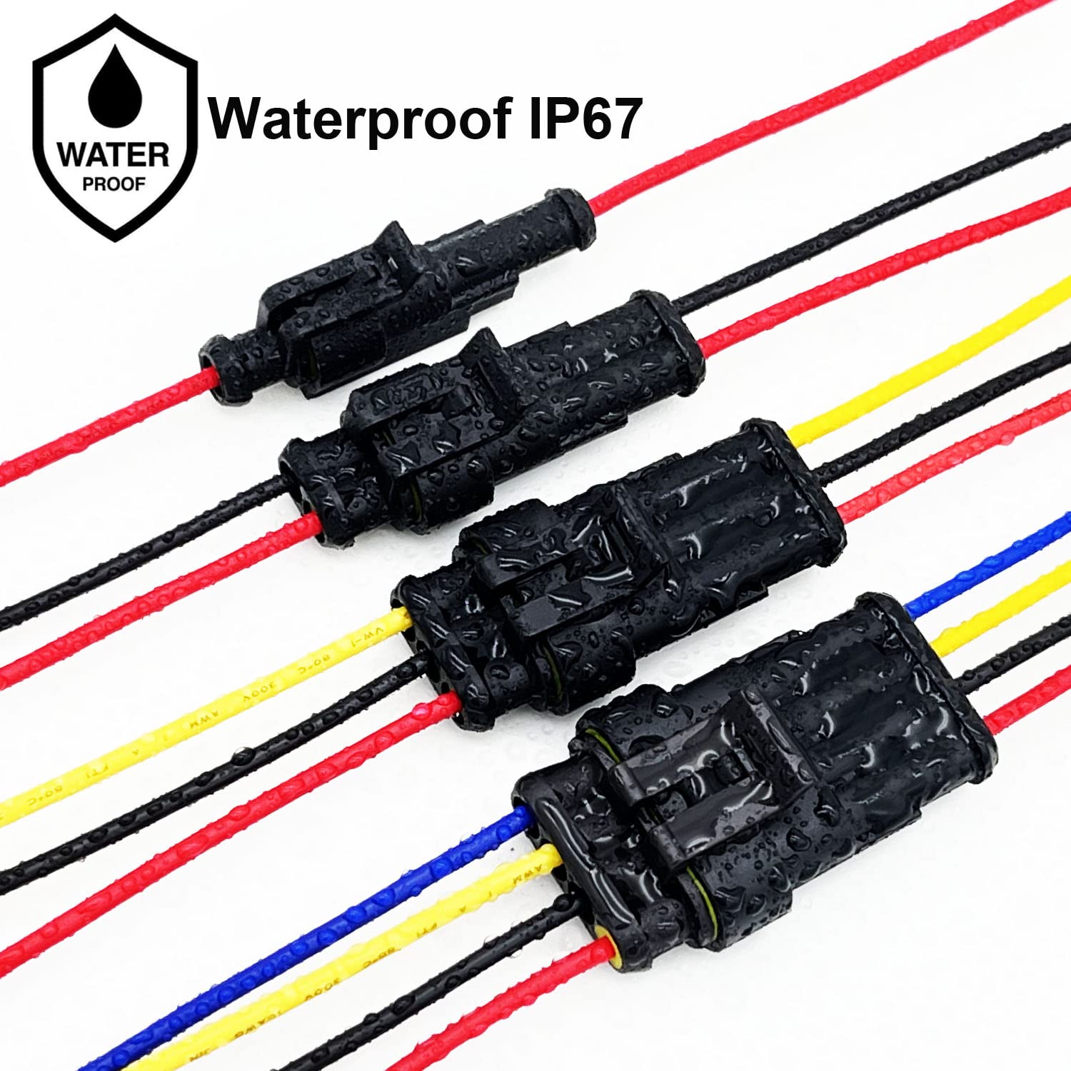 Twippo 18 Awg 4 Pin Connector Waterproof Wire Connectors 4 Pin Automotive Electrical Connectors Quick Disconnect 4 Wire Connecto