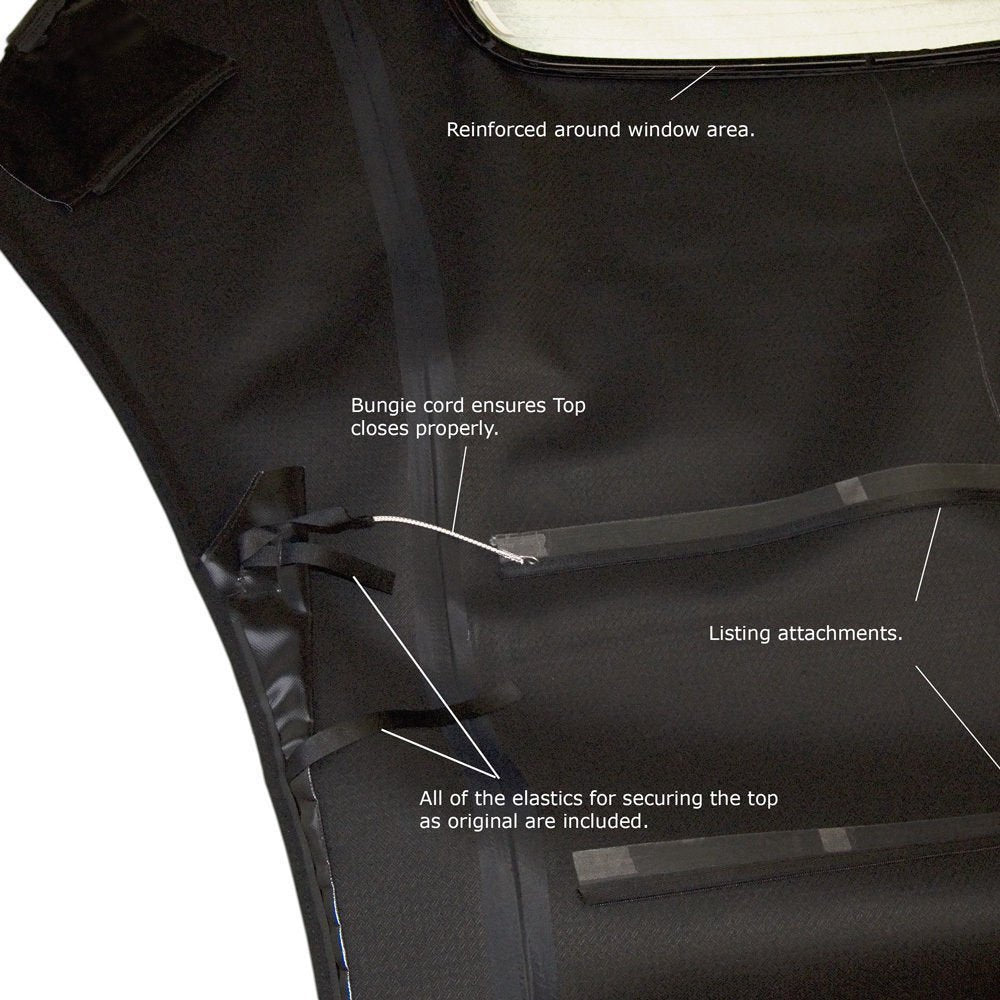 Autoberry Compatible With Volkswagen Beetle Convertible Top & Heated Glass Window For Power Tops 2003-2009 Black Canvas Cloth