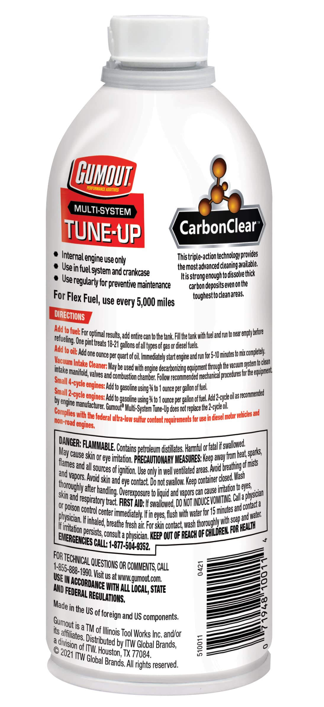 Gumout 510011 Multi-System Tune-Up, Fuel Stabilizer Injector Cleaner & Gas Treatment, 16 Oz, Full Fuel System Cleaner - Improves Engine Performance, Cleans & Removes Deposits And Residue