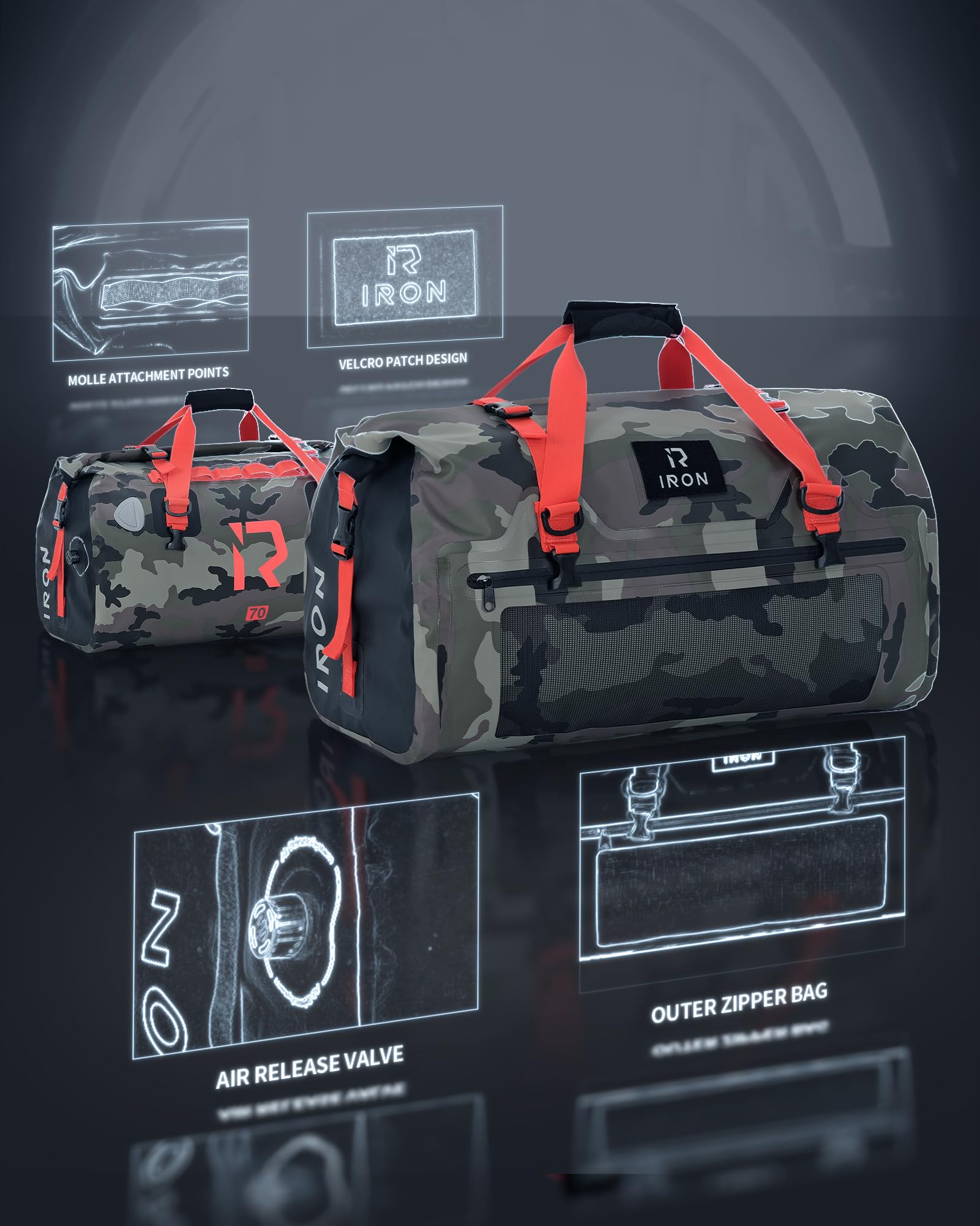 Borleni Waterproof Motorcycle Dry Duffel Bag Luggage Tail Bag With Large Storage Space,Roll Top Closure, Shoulder Straps, Inner