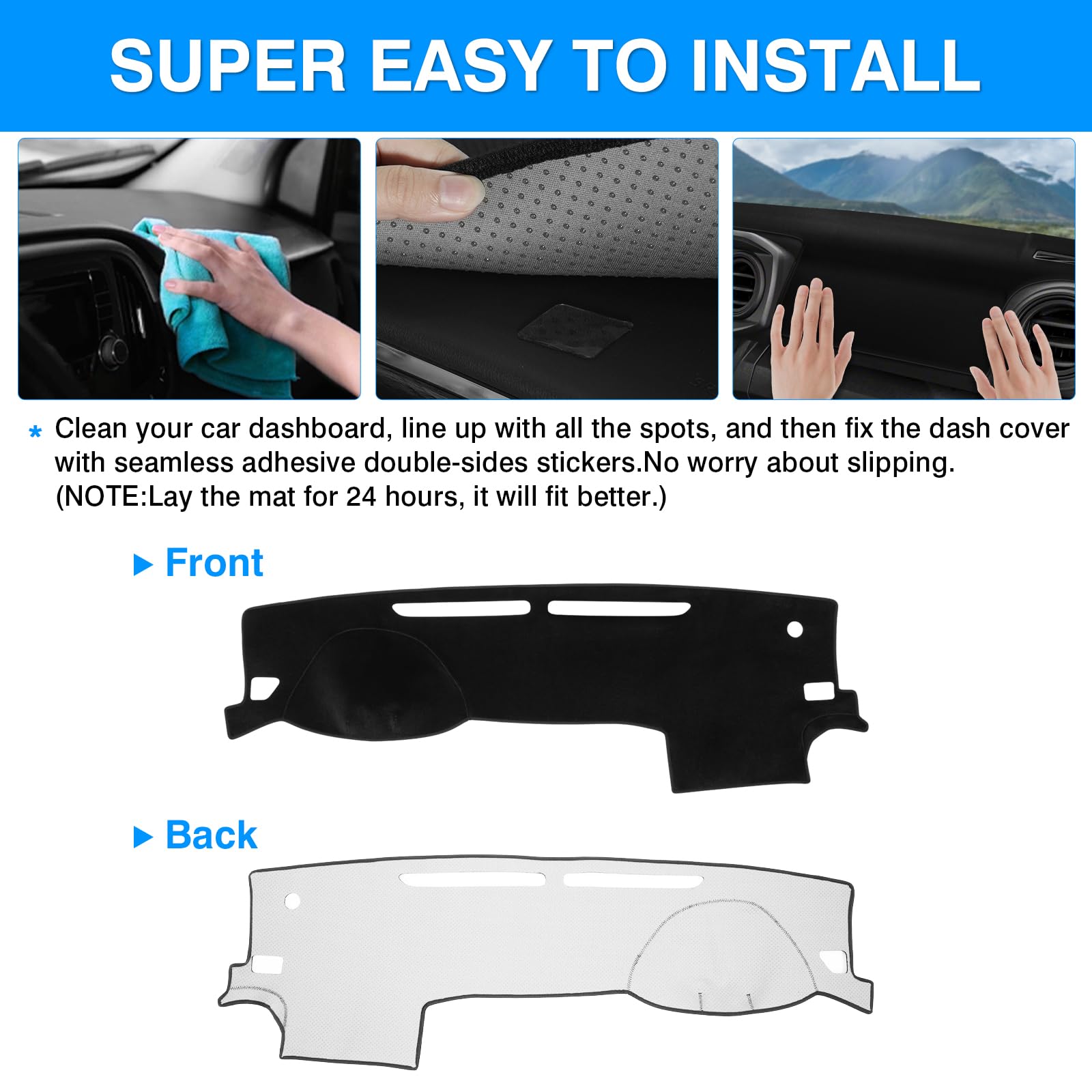 Autorder Dashboard Cover Mat For 2016-2021 2022 2023 Toyota Tacoma Accessories Dash Cover Upgrade Velvet Dash Mat Sunshade Glare