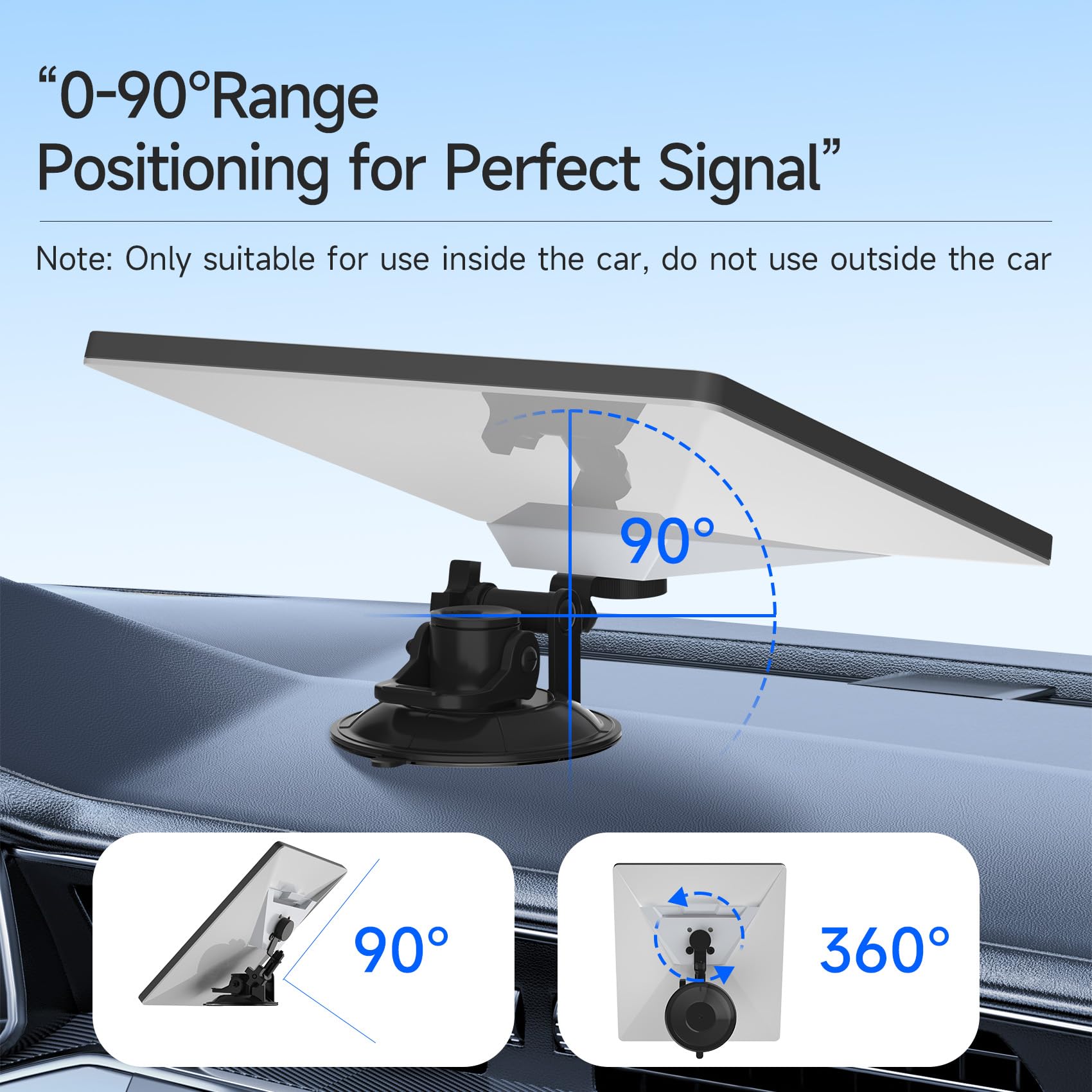 Gitaobac Starlink Mini Car Mount for Dashboard, Sticky Suction Base, 90 Angle-Adjustable, Starlink Mini Mounting Kit, Car Suctio