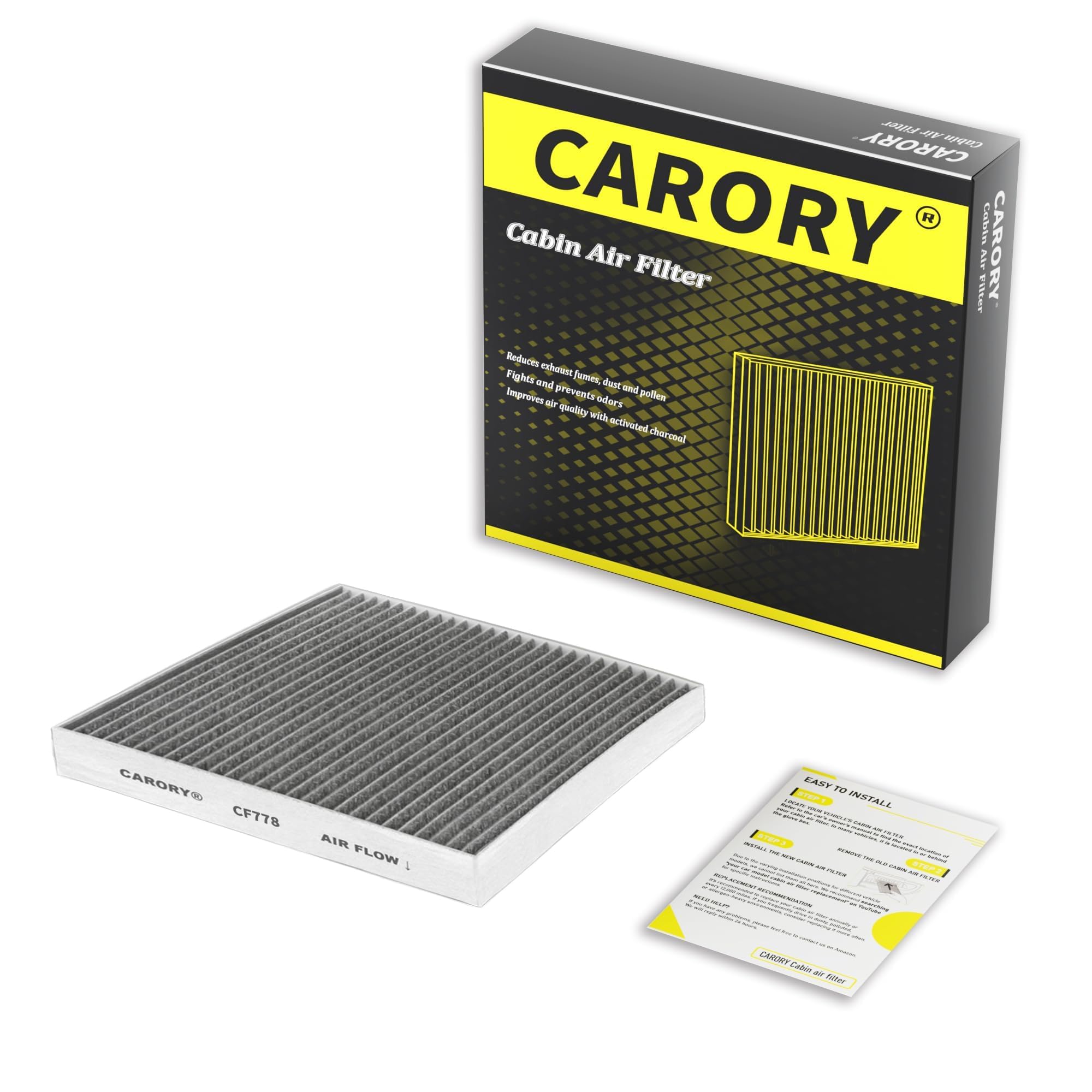 CARORY Cabin Air Filter w/Activated Carbon for Buick Encore 13-21, Regal 11-17, LaCrosse 10-16, Cadillac SRX 10-16, Chevy Cruze 