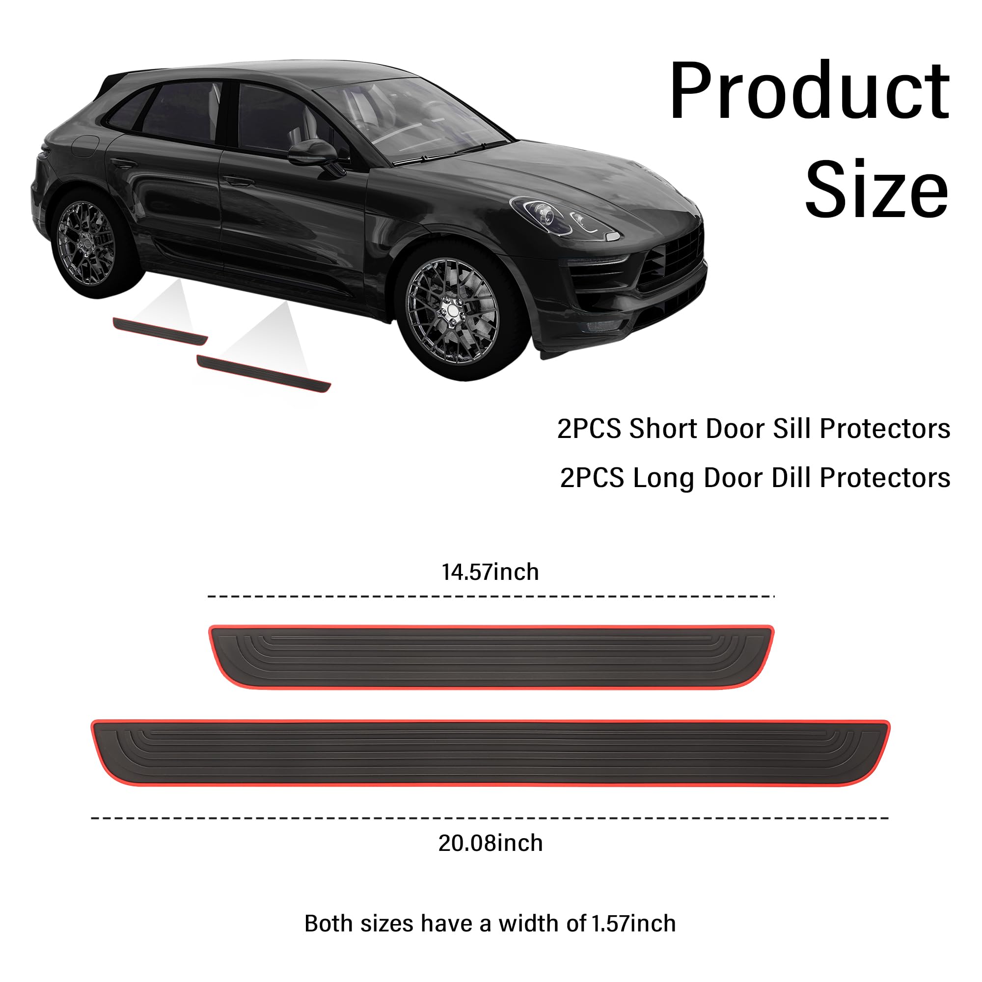 4PCS Car Door Sill Protector,Anti-Scratch Rubber Car Door Protector Edge Guards for Door Steps,Universal Waterproof Door Thresho