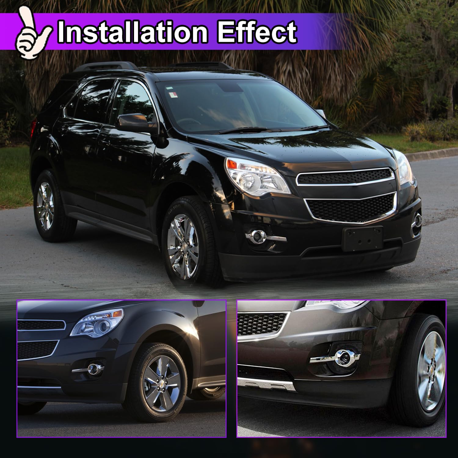 Nixon Offroad Fog Lights Bezels For Chevy Equinox 2010 2011 2012 2013 2014 2015 Fog Lamp Cover Replacement, Right Passenger Side