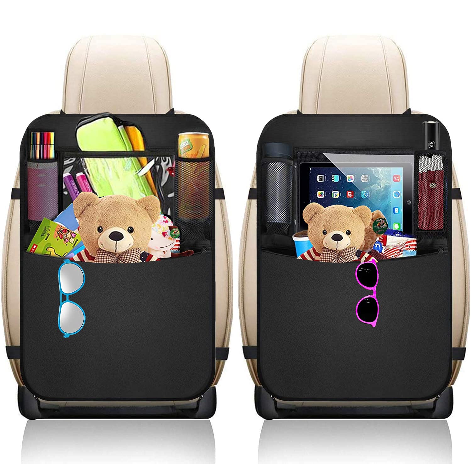 Blyphoo Premium Backseat Organizer For Kids 2 Pack, Heavy Duty Waterproof And Stain Resistant Kick Mats Back Seat Protector, Dur