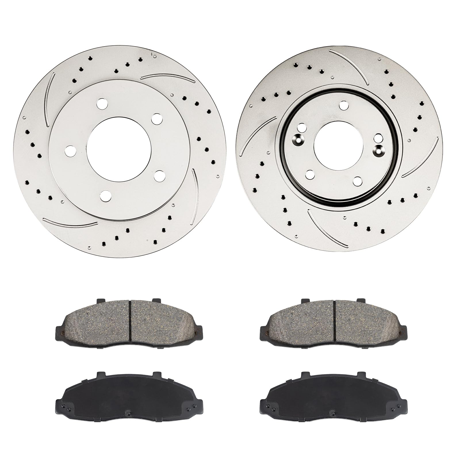KAX Front Brake Kit, Drilled and Slotted Brake Rotors, Ceramic Brake Pads | Fits Ford F150 1997 1998 1999 2001 2002 2003, Automo