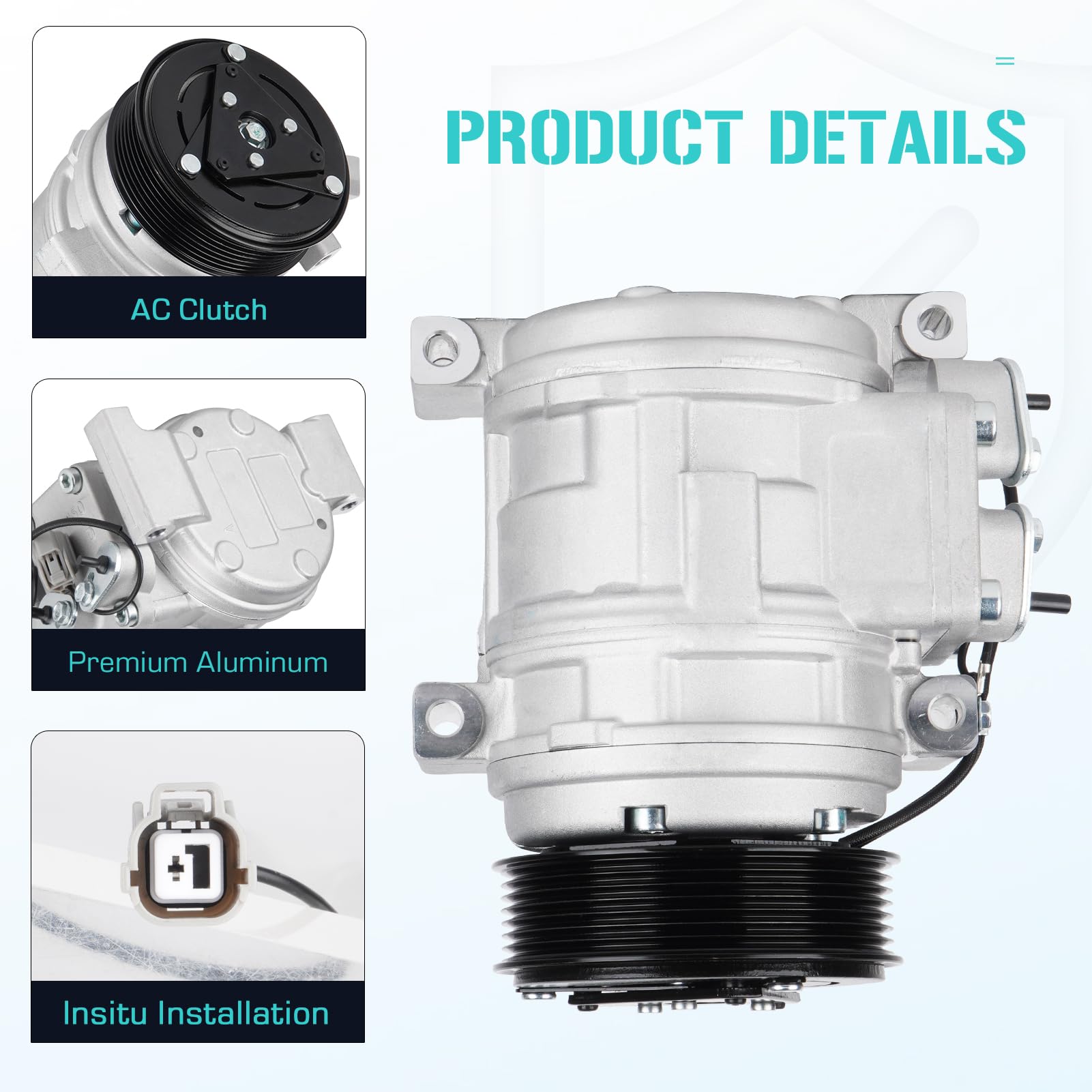 AC Compressor with Clutch Fits for Honda CR-V 2.4 2.4L 2002 2003 2004 2005 2006, Without heating switch, Replaces CO 10663PC