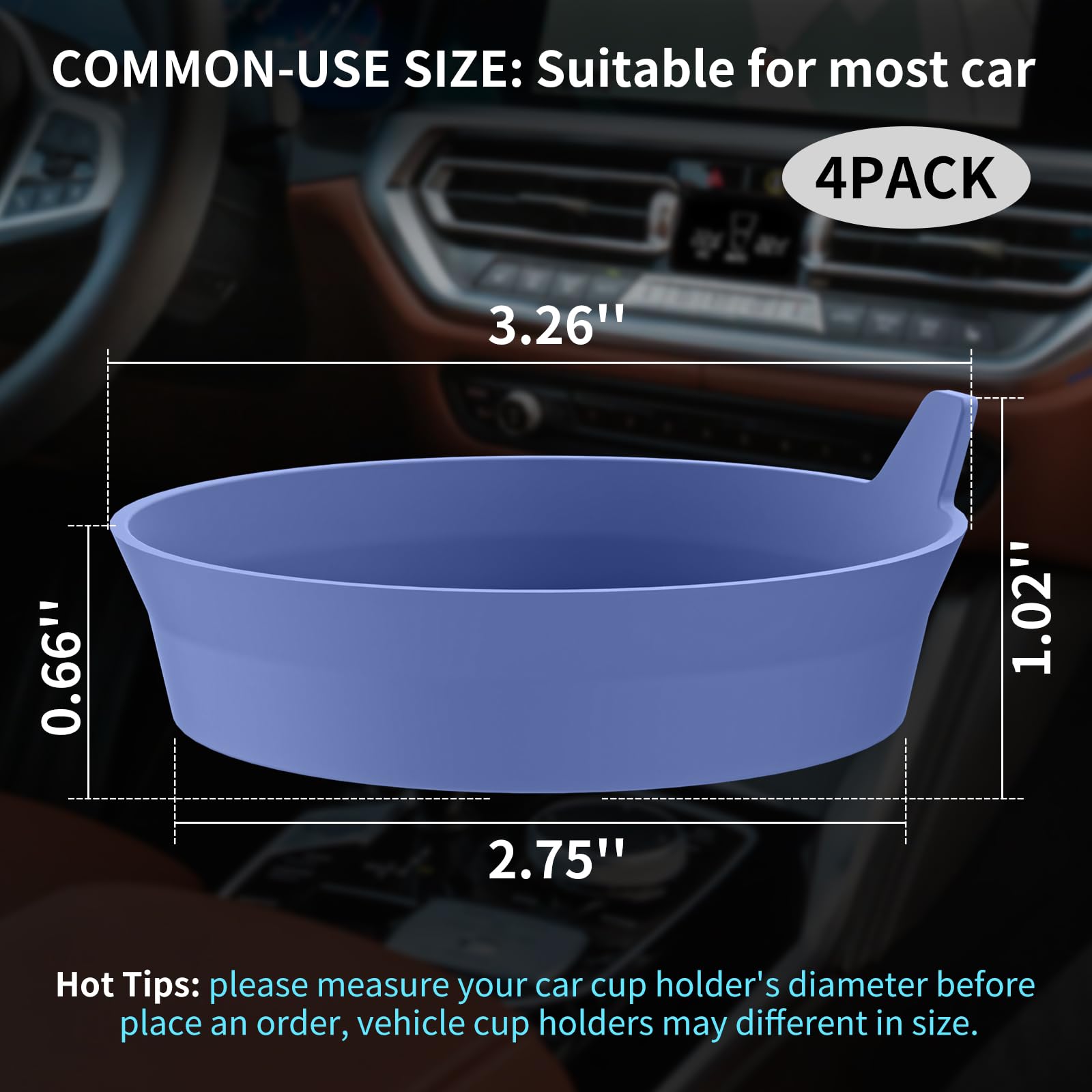 Me.Fan Car Cup Holder Coasters [4 Pack] Silicone Cups Mats, Automotive Universal Non-Slip Recessed Interior Accessories Navy Blu