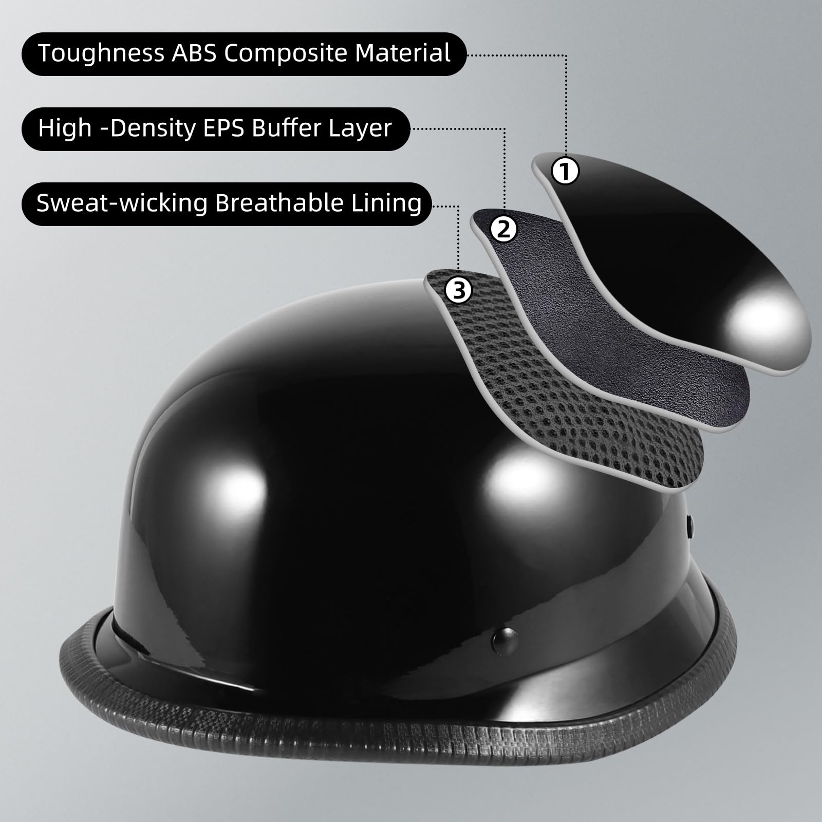 German Style Motorcycle Helmet, Thin Skull Cap Half Face Helmet For Adult Men Women, Novelty Retro Shell Helmet For Cruiser Scoo