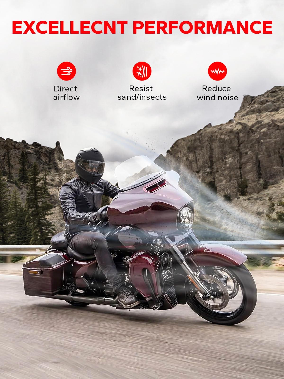 Amazicha 10'' Wave Windshield Windscreen Fit For 2014-2023 Harley Davidson Touring Street Glide, Electra Glide 2014-2022, Ultra