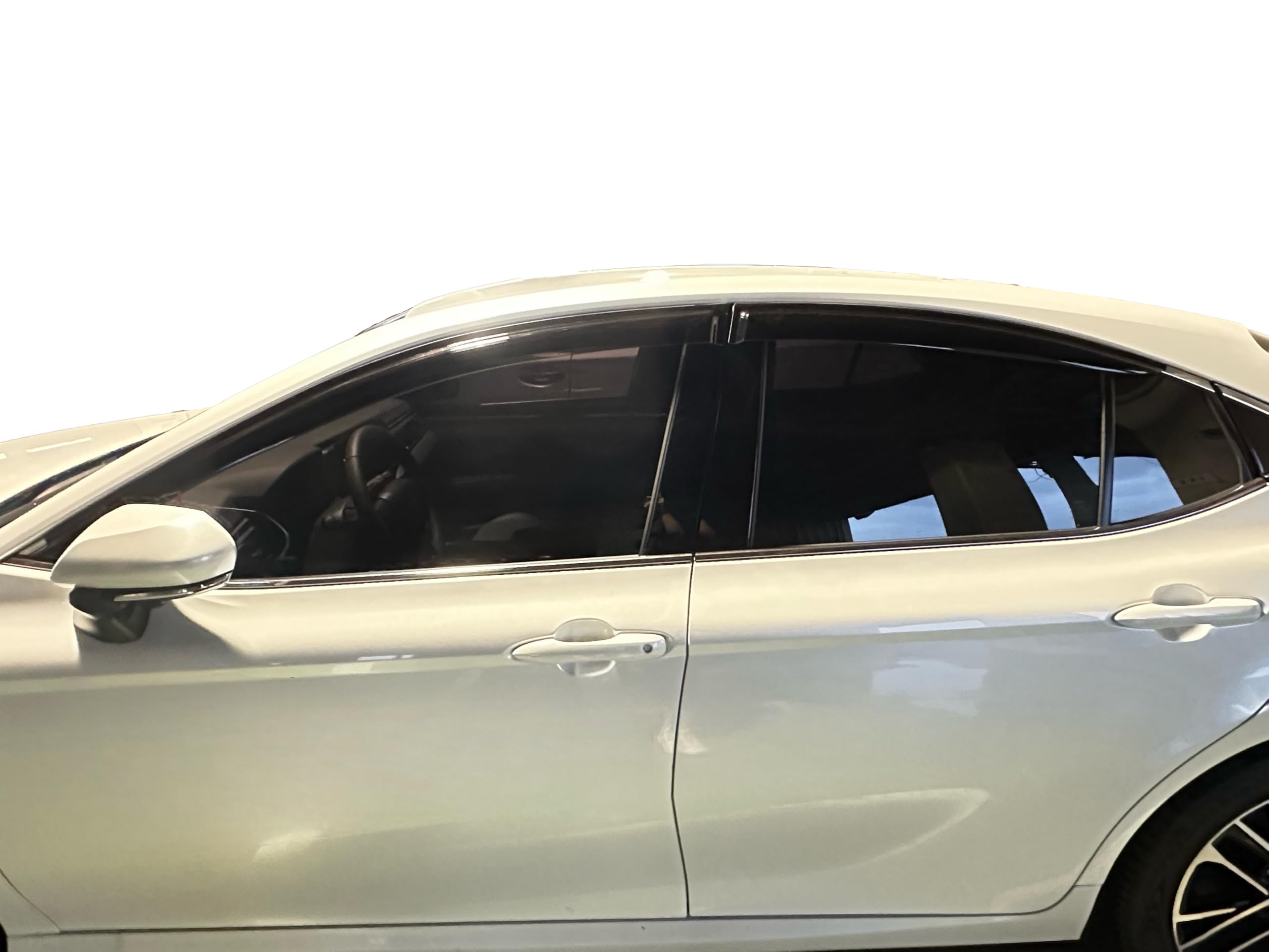 olltoz Tape-On Side Window Visor Deflectors for Toyota Camry 2025-2026, Black Acrylic, Model OTYCMVS25, Smoke Tinted Rain Guards
