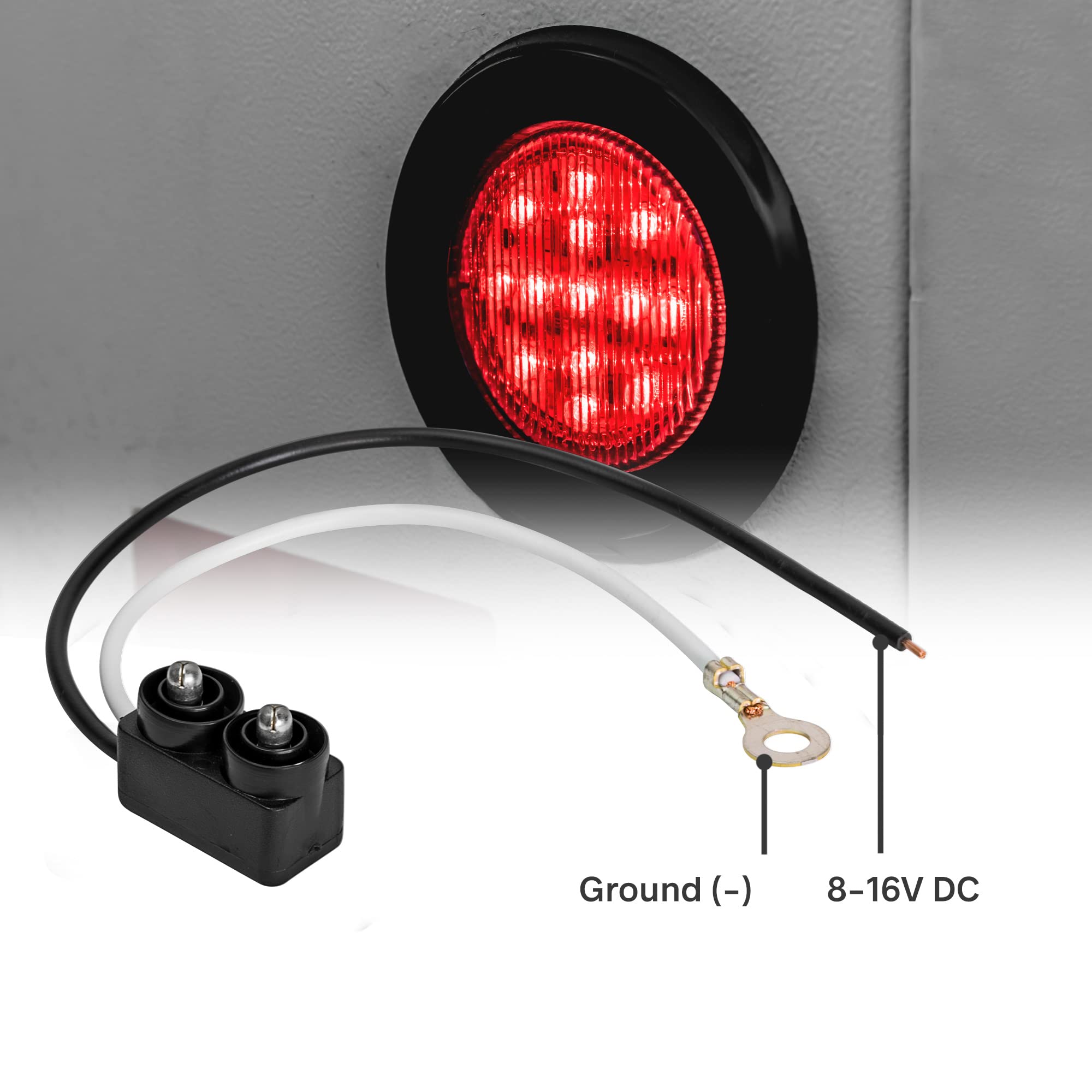 8Pc 2.5'' Red Round Trailer Led Clearance Marker Lights [Dot Fmvss 108] [Sae P2] [Reflector Lens] [Grommet] [Flush-Mount] [Water