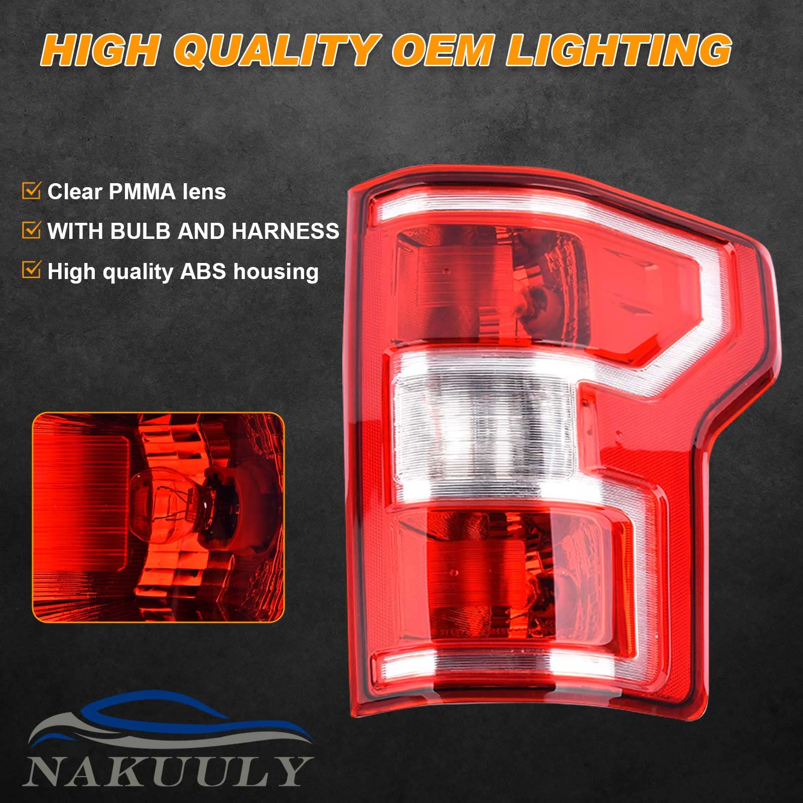Nakuuly Tail Light Compatible With 2018 2019 2020 Ford F150 F-150 Right Passenger Side Taillight Rear Brake Lamp Signal Assembly