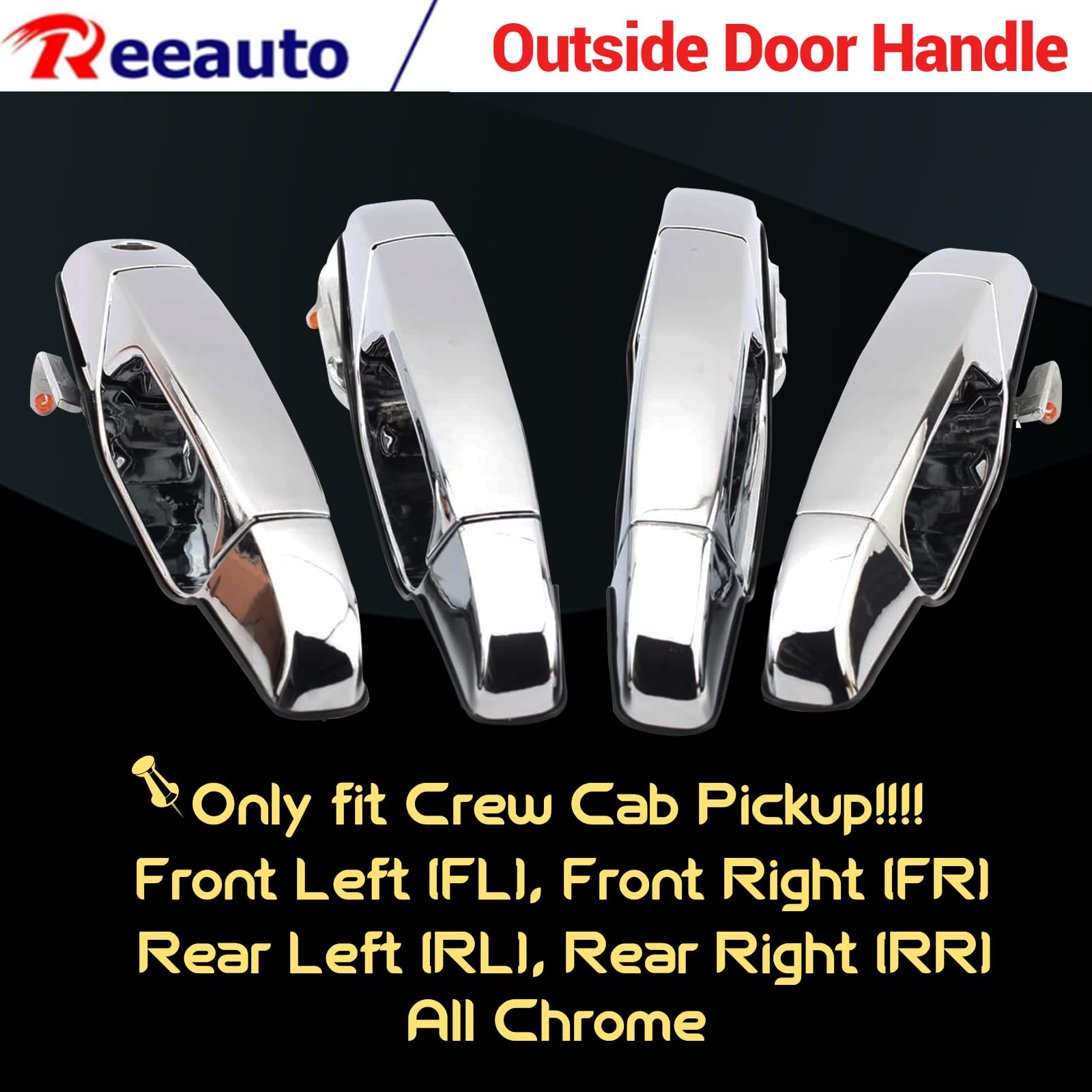 Front Rear Left & Right Exterior Door Handle Compatible With 2007-2013 Silverado Suburban Tahoe Avalanche Sierra Yukon Cadillac