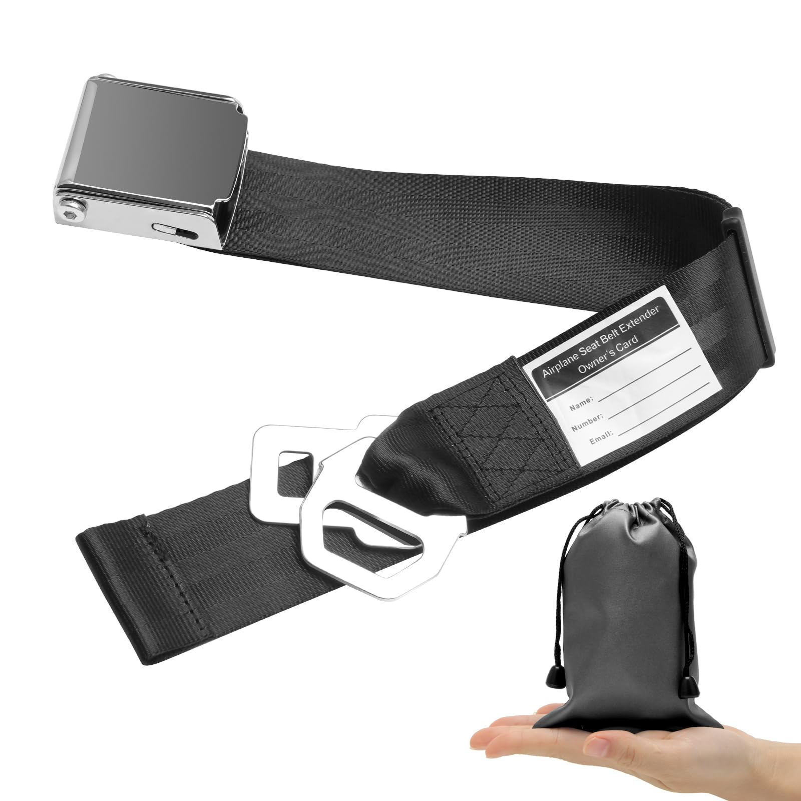 2 in 1 Airplane Seat Belt Extender, Coolrunner Adjustable 7-32'' Airplane Seatbelt Extender - FITS ALL Airlines - Free Carrying 
