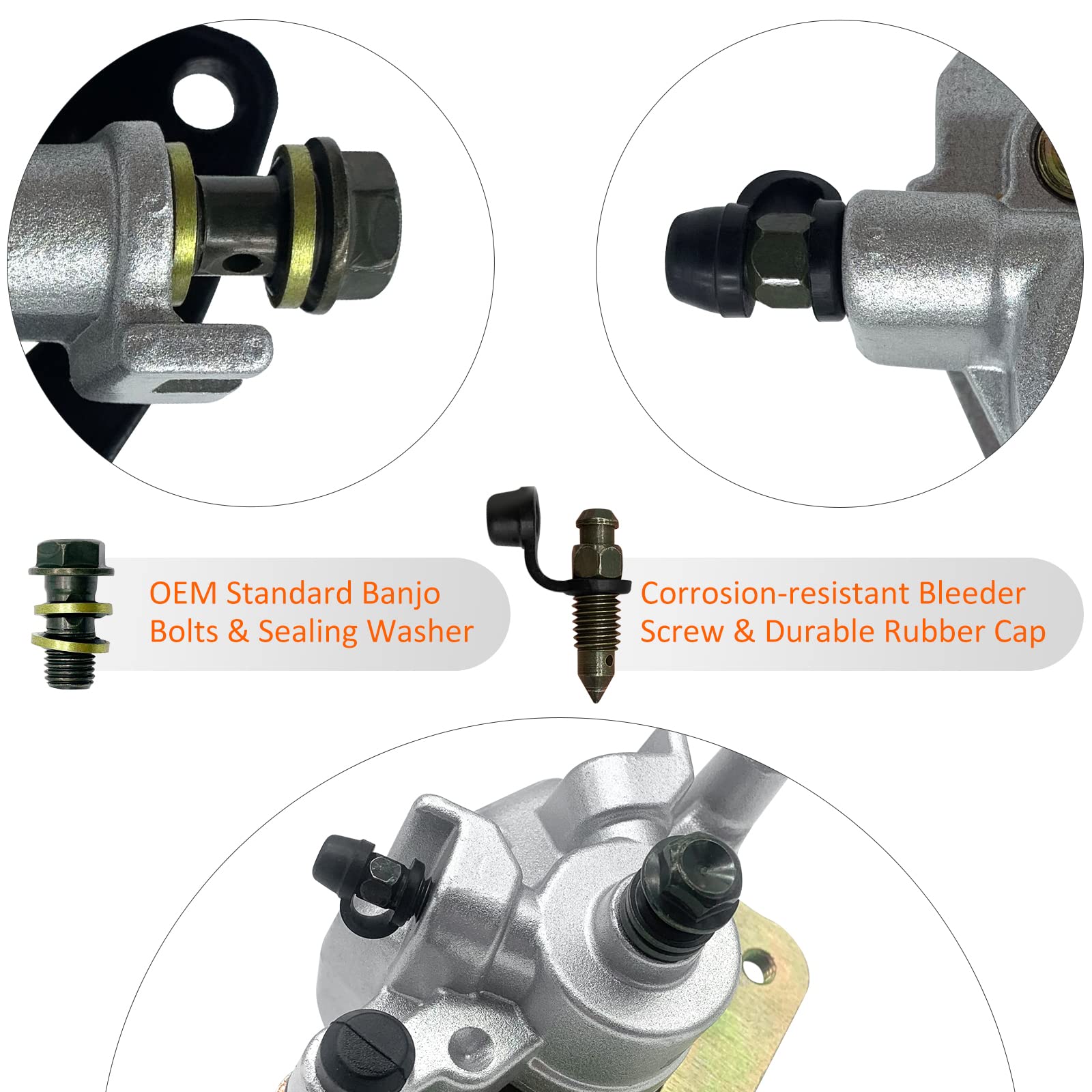 Front Left Right & Rear All Brake Calipers For Yamaha Kodiak 400 2000-2002 Kodiak 450 2003-2004 Wolverine 450 2006-2010 Yfm400 Y