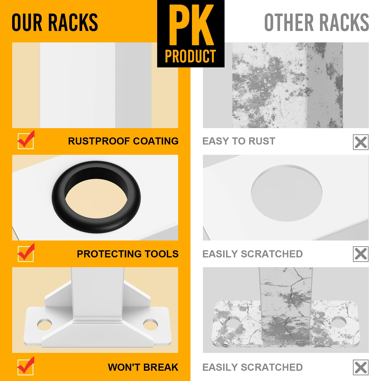 Fumingpal Trailer Tool Rack Shovel Holder - Rake Holder for Trailer Landscape Hand Tool Rack Trailer Rake Rack with 6 Tool Holes