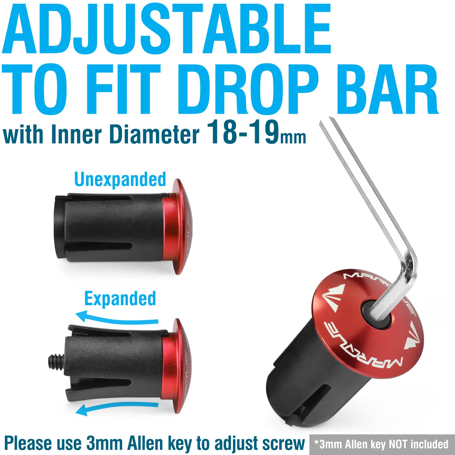 Marque Alloy Enz Handle Bar End Plugs - 2Pcs Per Set (Red)