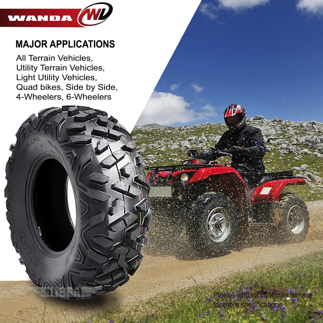WANDA 26X10-14 UTV ATV Tires - 6 Ply Bighorn Style Set of 2 - Durable Off-Road Performance Tires for All-Terrain Adventures