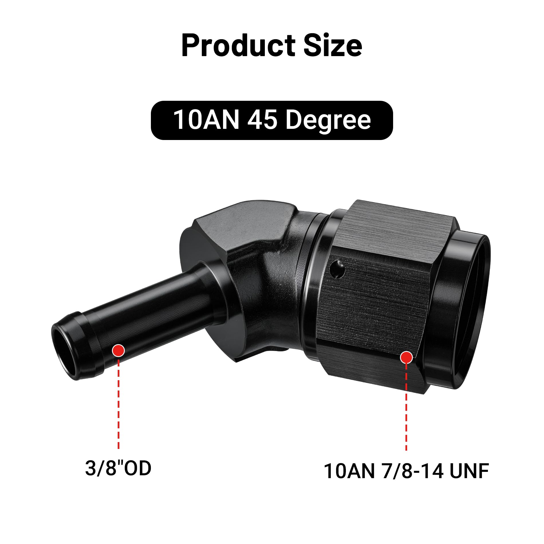 EVIL ENERGY 10AN Female to 3/8'' Barb Hose Fitting 45 Degree Swivel 2PCS