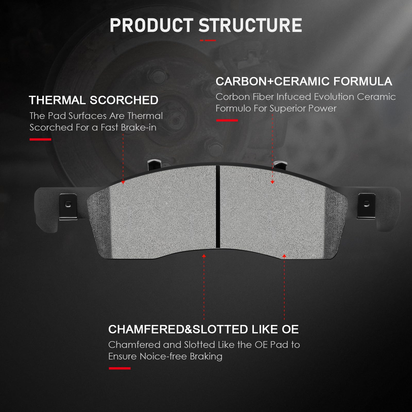 Cciyu D934 Ceramic Front Brake Pad Set Fit For 2002-2006 For Ford Expedition,2002-2006 For Lincoln Navigator