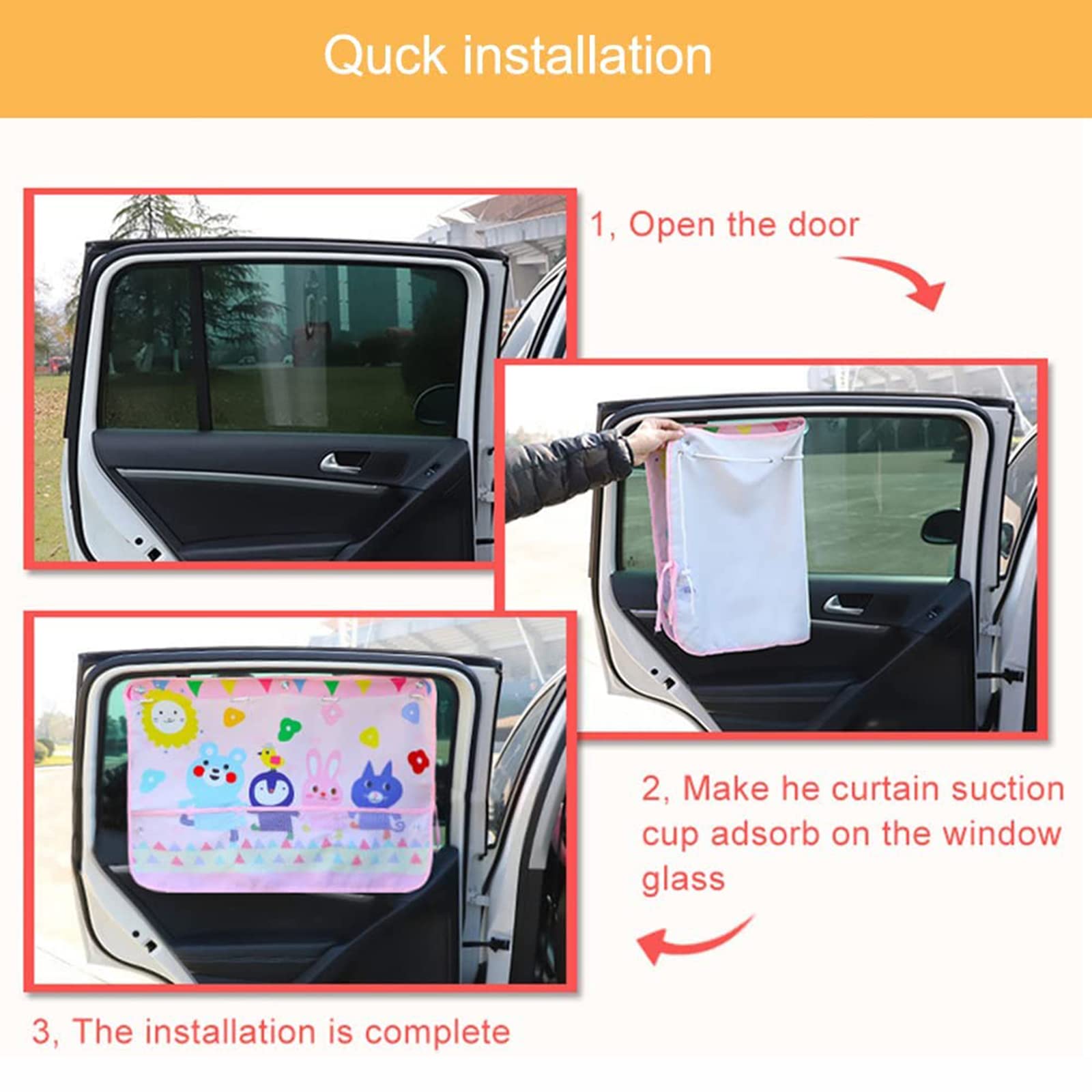 Car Sun Shade For Baby Kids Children 2 Pack Car Side Window Curtain Protector Protects From Sun Glare Heat Blocks Uv Rays Glare Car Interior Sun Blocker Blind (Pinkbus)