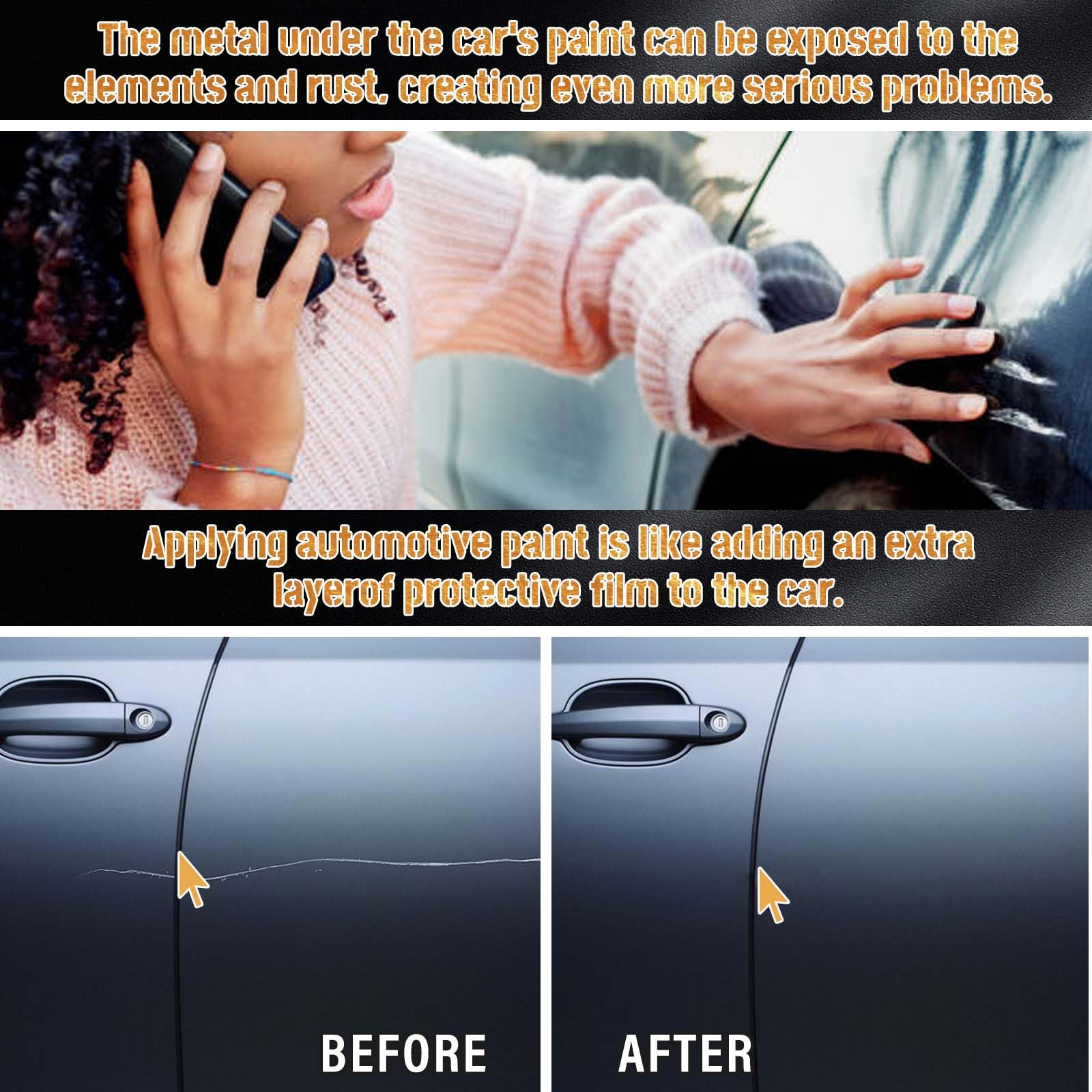 Touch Up Paint for Cars(Pearl Black), Automotive Car Touch Up Paint Pen, Two-In-One Car Paint Scratch Repair, Car Scratch Remove