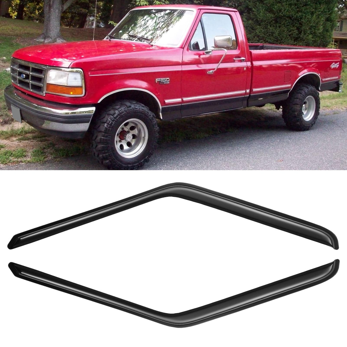 Cxdar Window Rain Guards Visors For 1980-1996 Ford F150 Standard Cab, Window Vent Wind Deflectors Shades For 1980-1996 Ford Bron