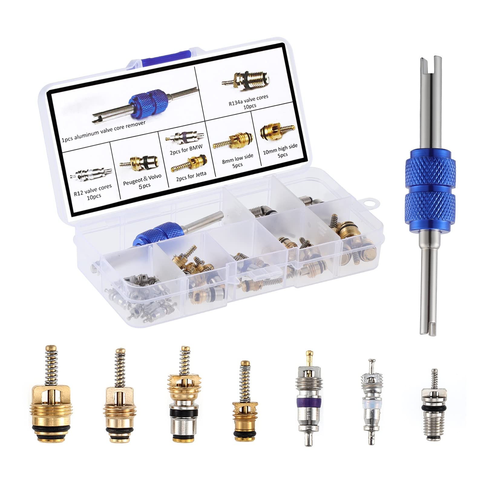 OCR Car Air Conditioner Valve Core R12 R134a Automotive Air Conditioning Refrigeration Tire Valve Stem with Double Head Dual Dis