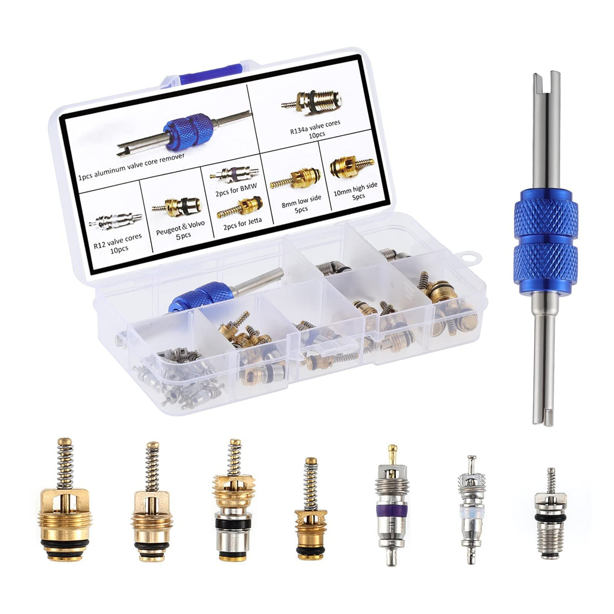 OCR Car Air Conditioner Valve Core R12 R134a Automotive Air Conditioning Refrigeration Tire Valve Stem with Double Head Dual Dis