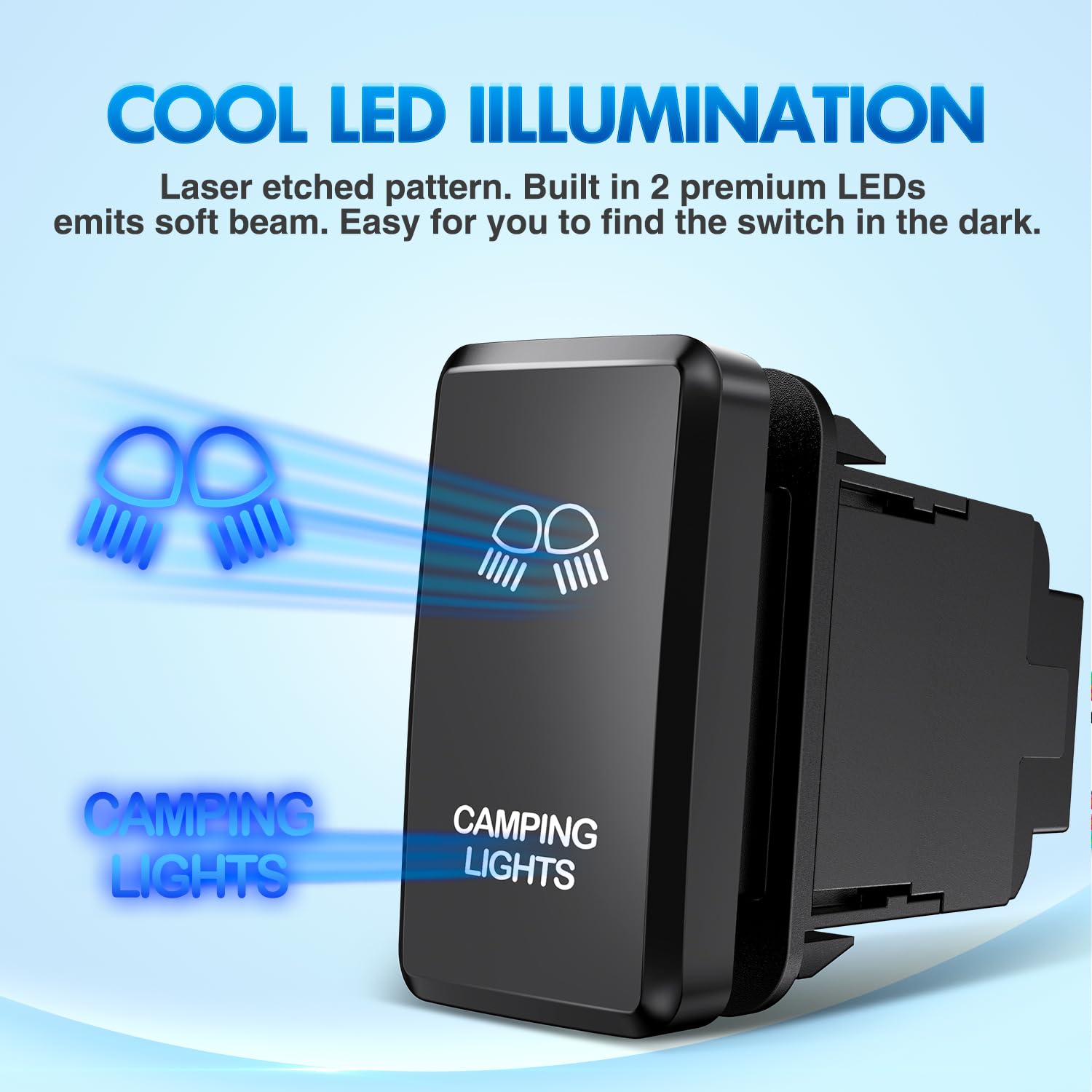 Nilight Camping Lights Push Button Switch 12V On Off Switches With Connector Wire Kit 1.54'' X 0.83'' Replacement For Toyota Fj