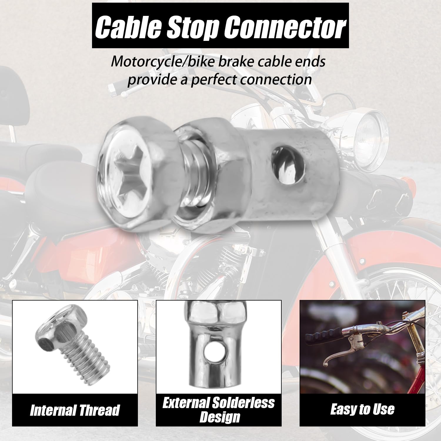 NQEUEPN 20pcs Universal 1/8'' Throttle Brake Cable Ends, Go Kart Throttle Cable Stops Locks Bicycle Brake Cable Crimp Ends for B