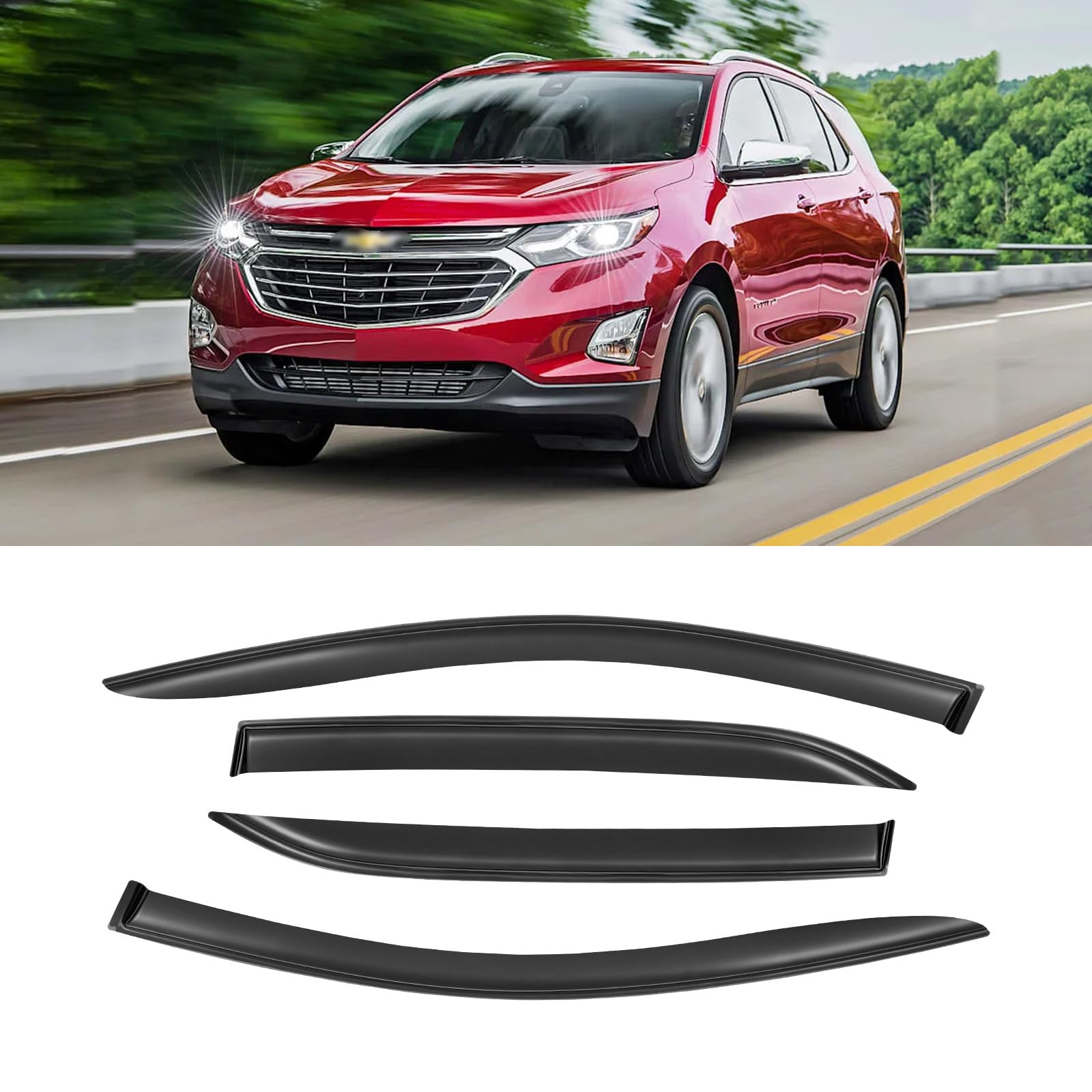 AWVRG Window Rain Guards for 2018-2024 Chevrolet (Chevy) Equinox, Window Visor Guard Vent Wind Shade Deflector Rain Shield Prote
