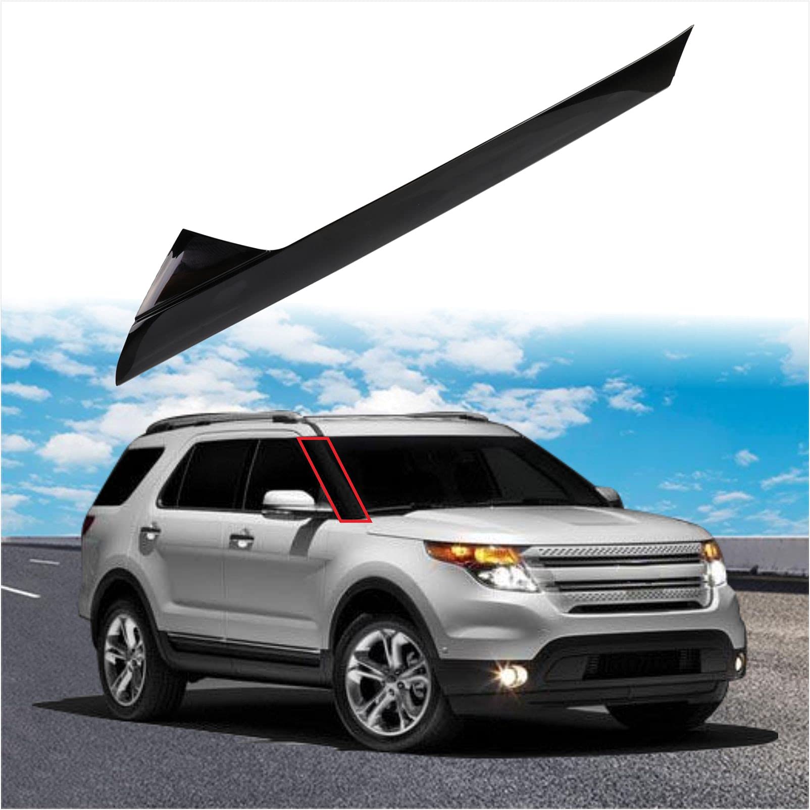 Dolksn A-Pillar Front Molding Windshield Outer Trim W/Side Tape Fit For 2011-2019 Ford Explorer 4 Door Utility Bb5Z7803136Aa Bb5Z7803136Ab Passenger Side (Right)