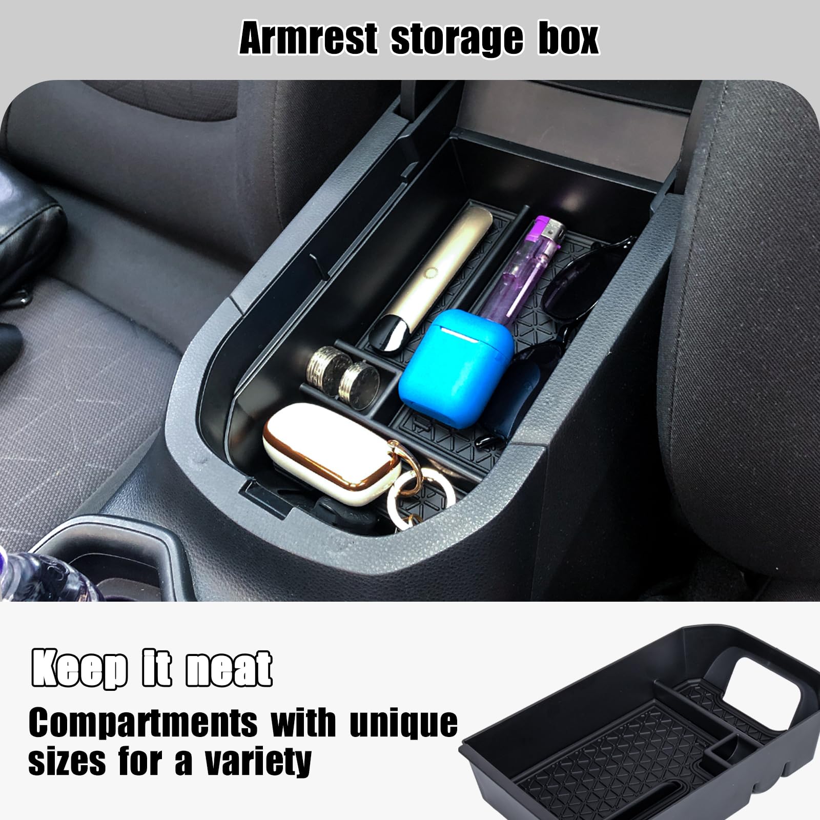 Neepiar Center Console Organizer Tray & Armrest Storage Box for Toyota RAV4 2019-2025, 3PCS, Durable ABS Material