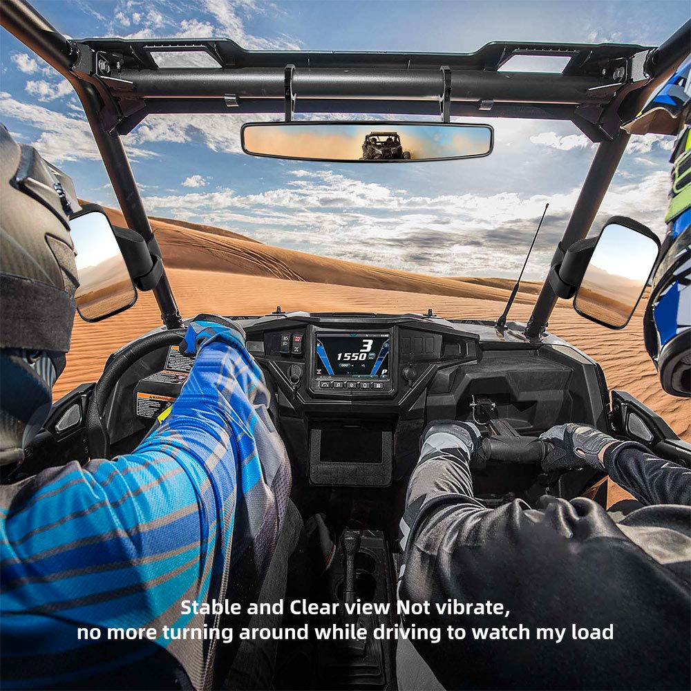 Utv Side Mirrors With 1.75' -2' Roll Bar Cage, Utv Mirrors 360 Degree Adjustable Sxs Mirrors Compatible With Polaris Rzr Kawasaki Teryx Mule Pioneer Yamaha Rhino Yxz