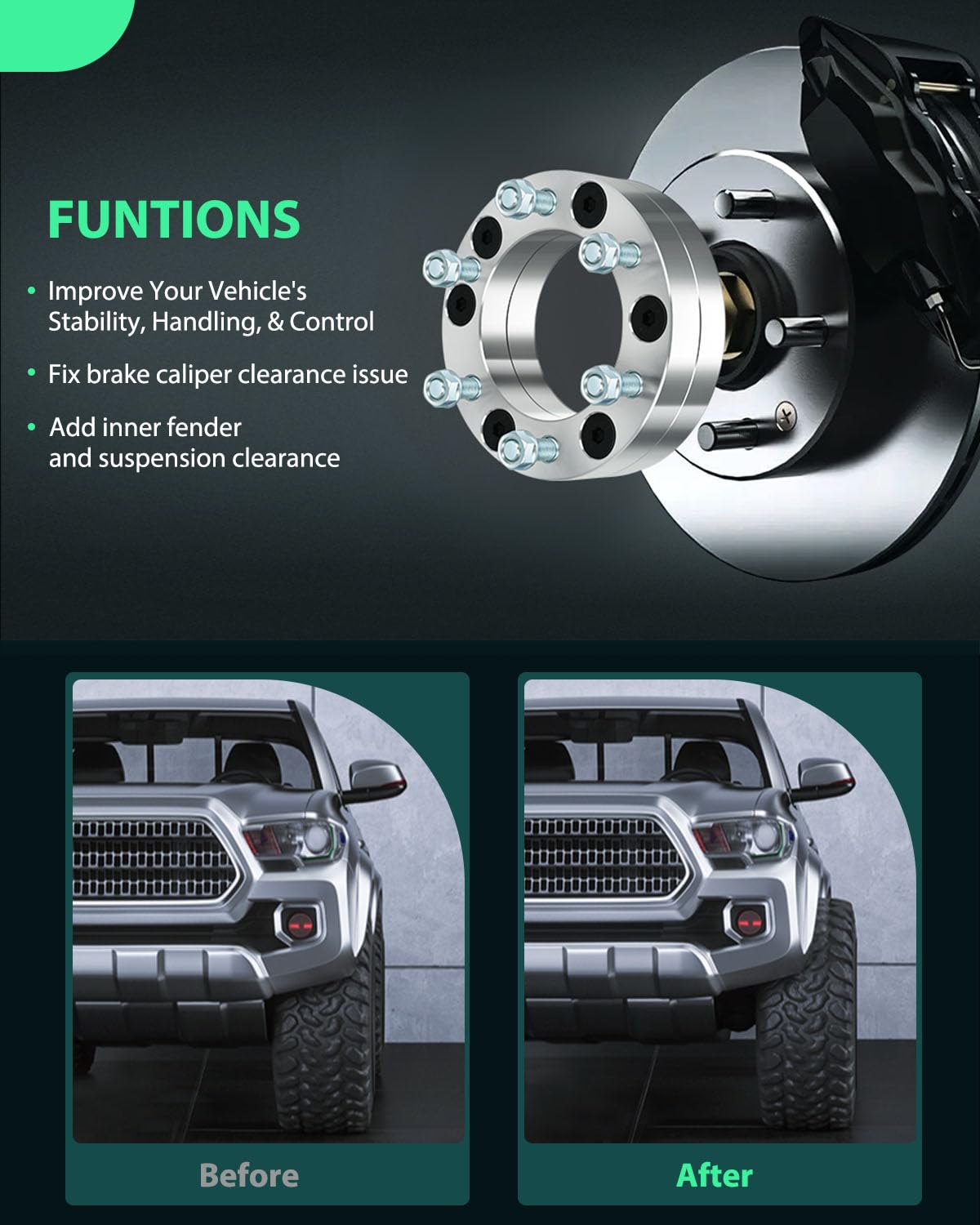 SCITOO 4Pcs 5x5.5 to 6x5.5 Wheel Adapters 2 inch Bore 108mm Studs 1/2'' 5 Lug Wheel Spacers No Hubcentric Fit for Ford E-150 200