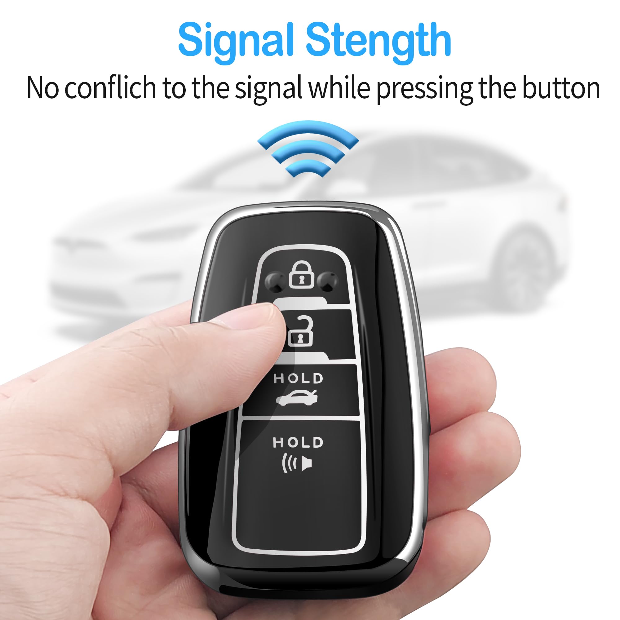 Autophone Compatible With Toyota Key Fob Cover With Keychain Fit For 2020-2022 Highlander Prius Corolla 2018-2024 Camry Rav4 Ava