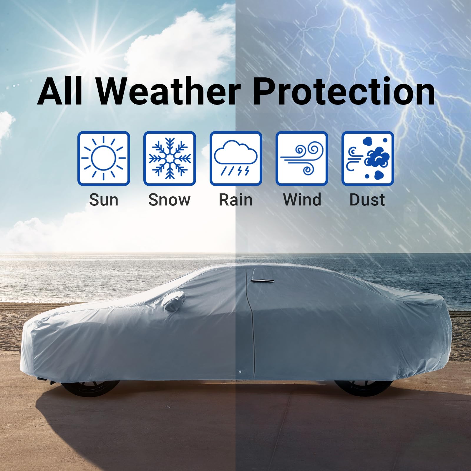 iCarCover Custom Car Cover for 1998-2002 Pontiac Trans AM, Waterproof, UV Protection, Solid Gray, Polyester, Model Duratex, Indoor/Outdoor