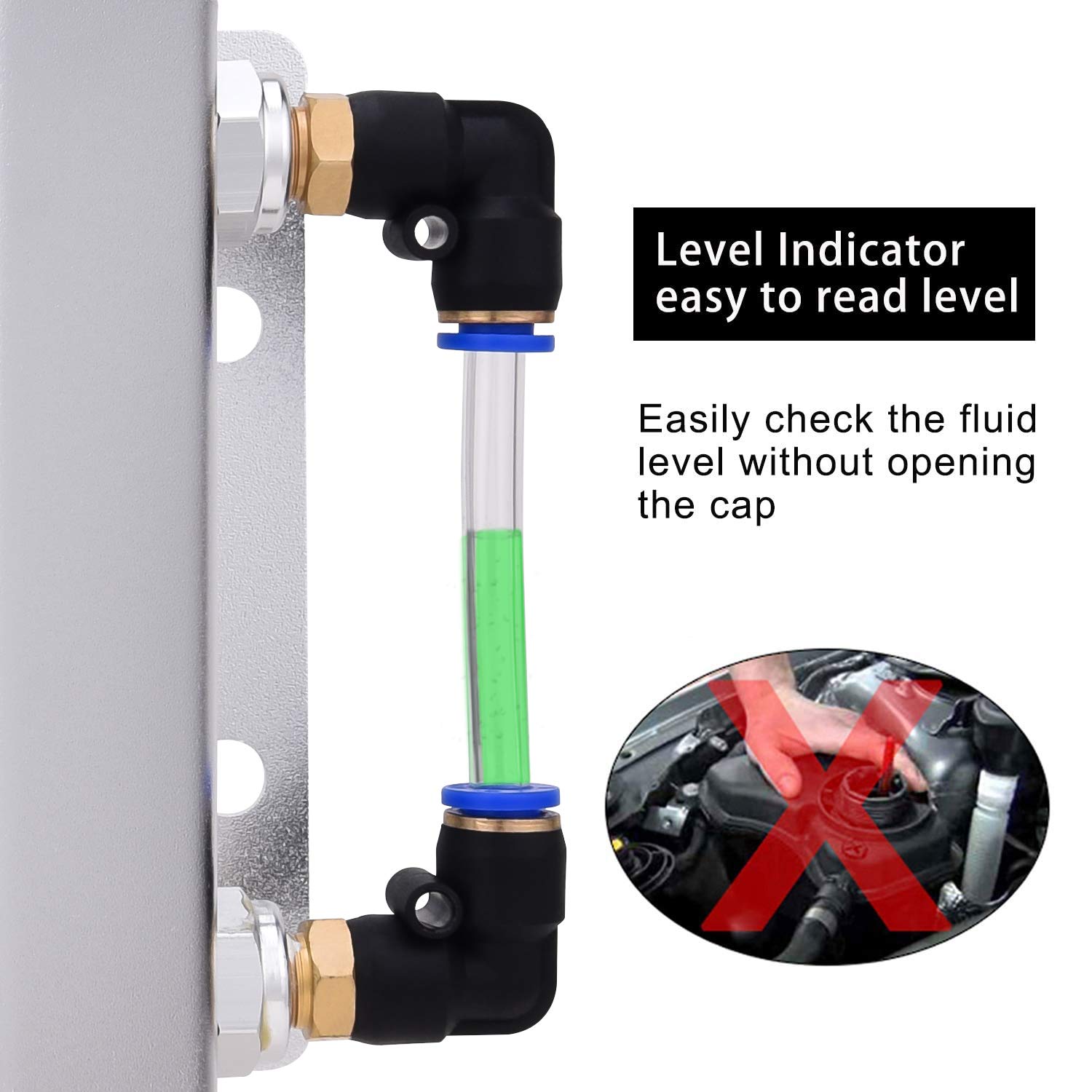 Speedwow Coolant Overflow Tank, Aluminum Radiator Overflow Tank With Teflon Tape & O-Ring Gasket, 1 L Universal Reservoir Expans