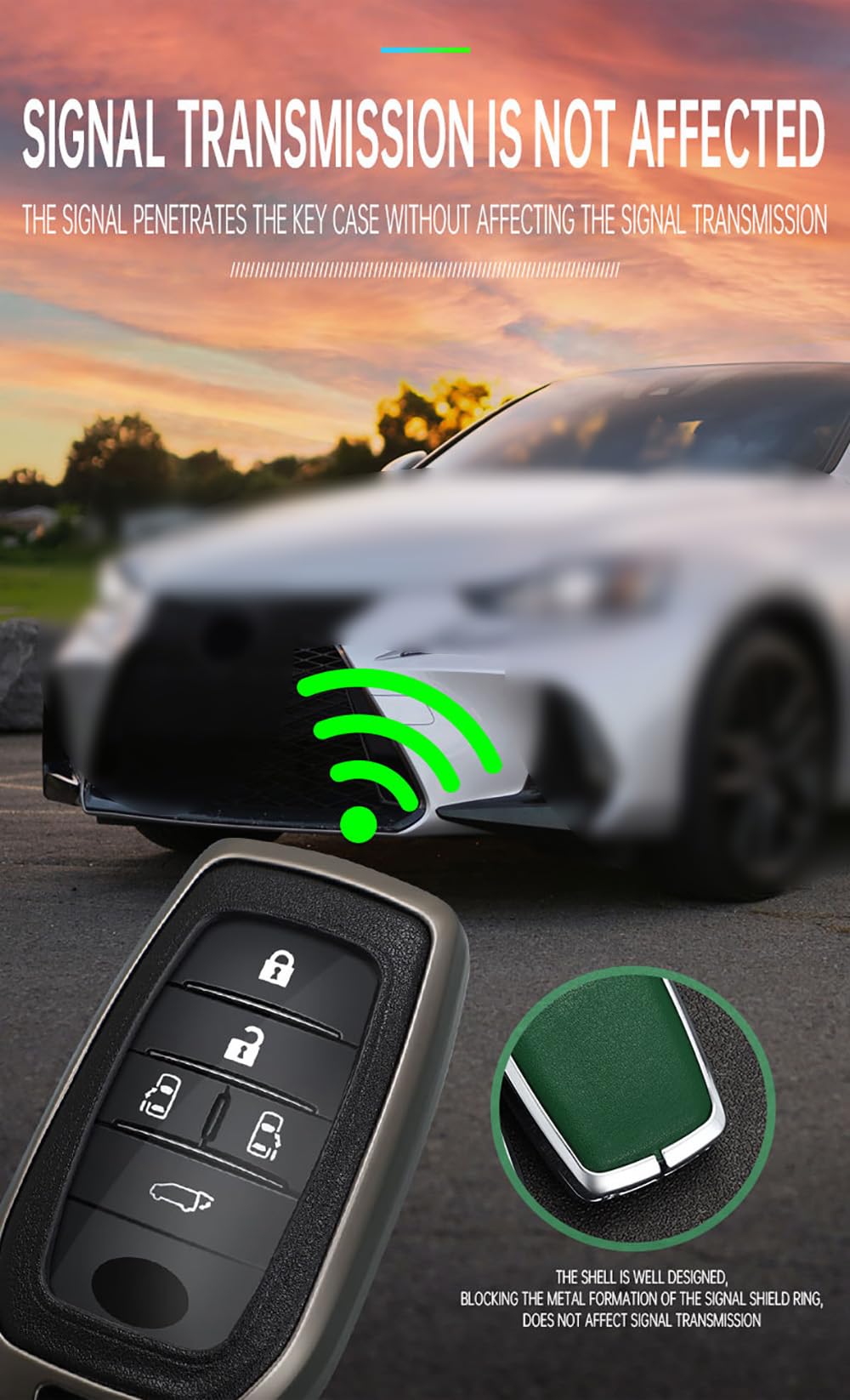 Sanrily Pu Leather+Zinc Alloy 3/4/5/6 Button Key Fob Cover Fit For Toyota Land Cruiser 2023 2022 Venza Rav4 Prime Hilux Fortuner