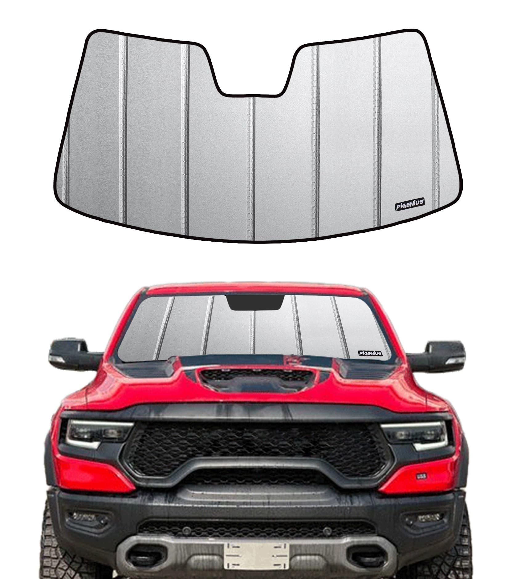 Pigenius Windshield Sun Shade For Ram 1500 2019-2025 With 10 Inch Wide Sensor Front Window Sunshade - Safeguard