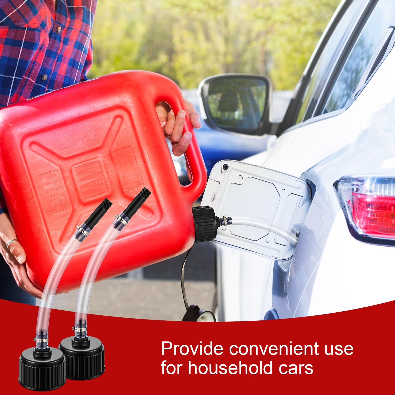 Fabbay 4 Pcs Racing Fuel Jug Caps Hoses 5 Gallon Gas Can Cap Replacement For 5 Gallon Fuel Jug Tank(Classic Style)