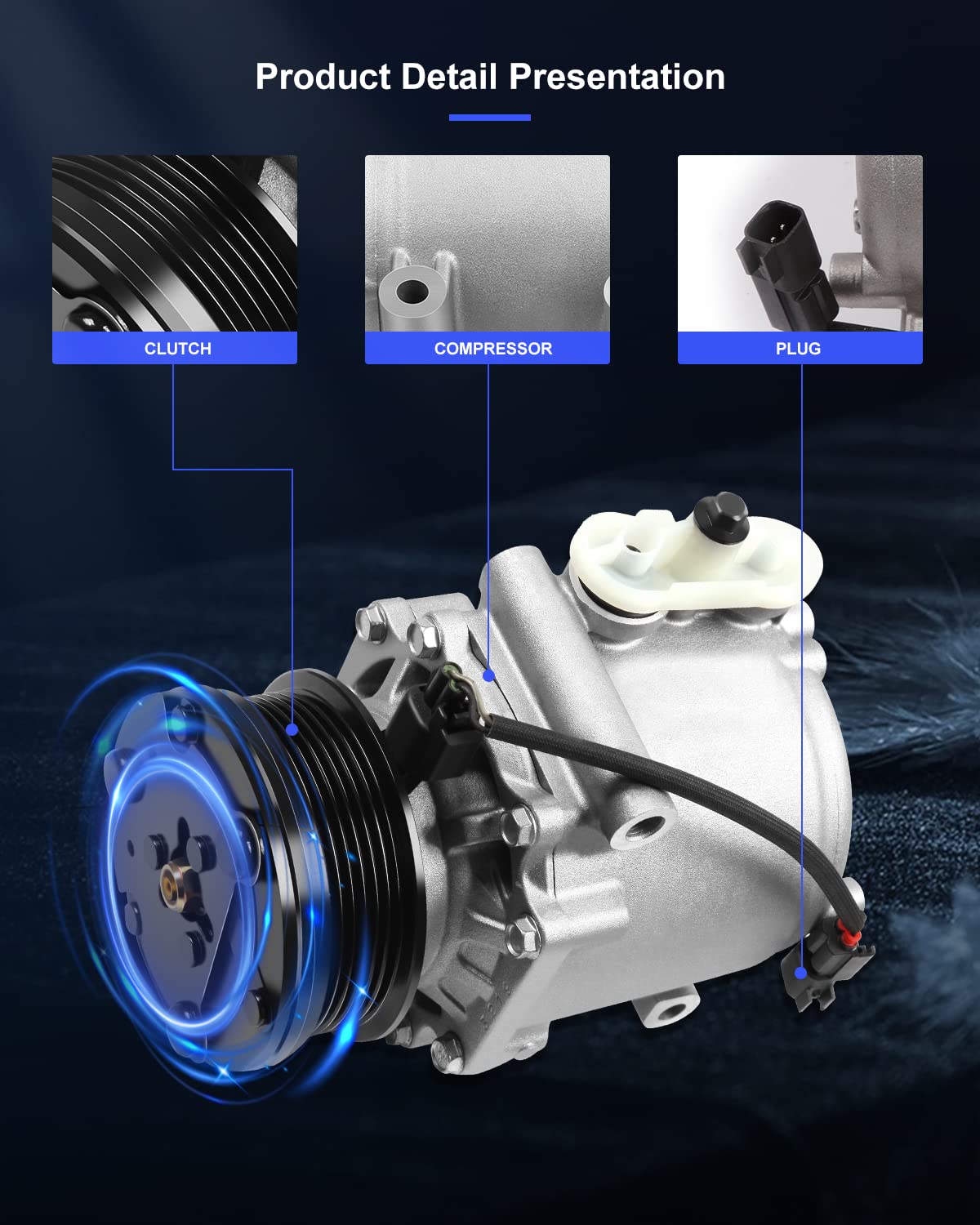 Eccpp Ac Compressor 2003-2005 Fit For Ford E-150 E-250 E-350 Explorer For Lincoln Navigator For Mercury Marauder 4.6L 5.4L A/C C