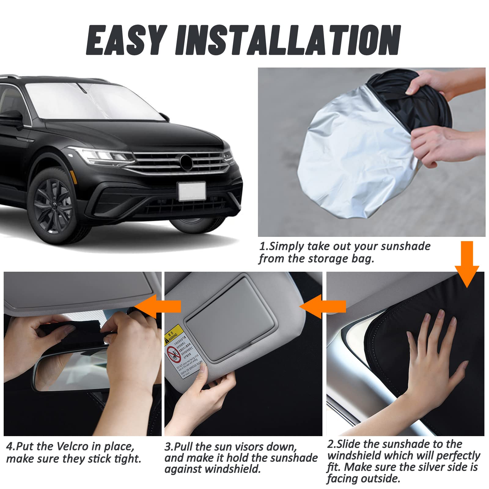 D-Lumina Windshield Sun Shade For 2018 2019 2020 2021 2022 2023 Volkswagen Vw Tiguan Accessories, Front Window Sunshade Sun Viso
