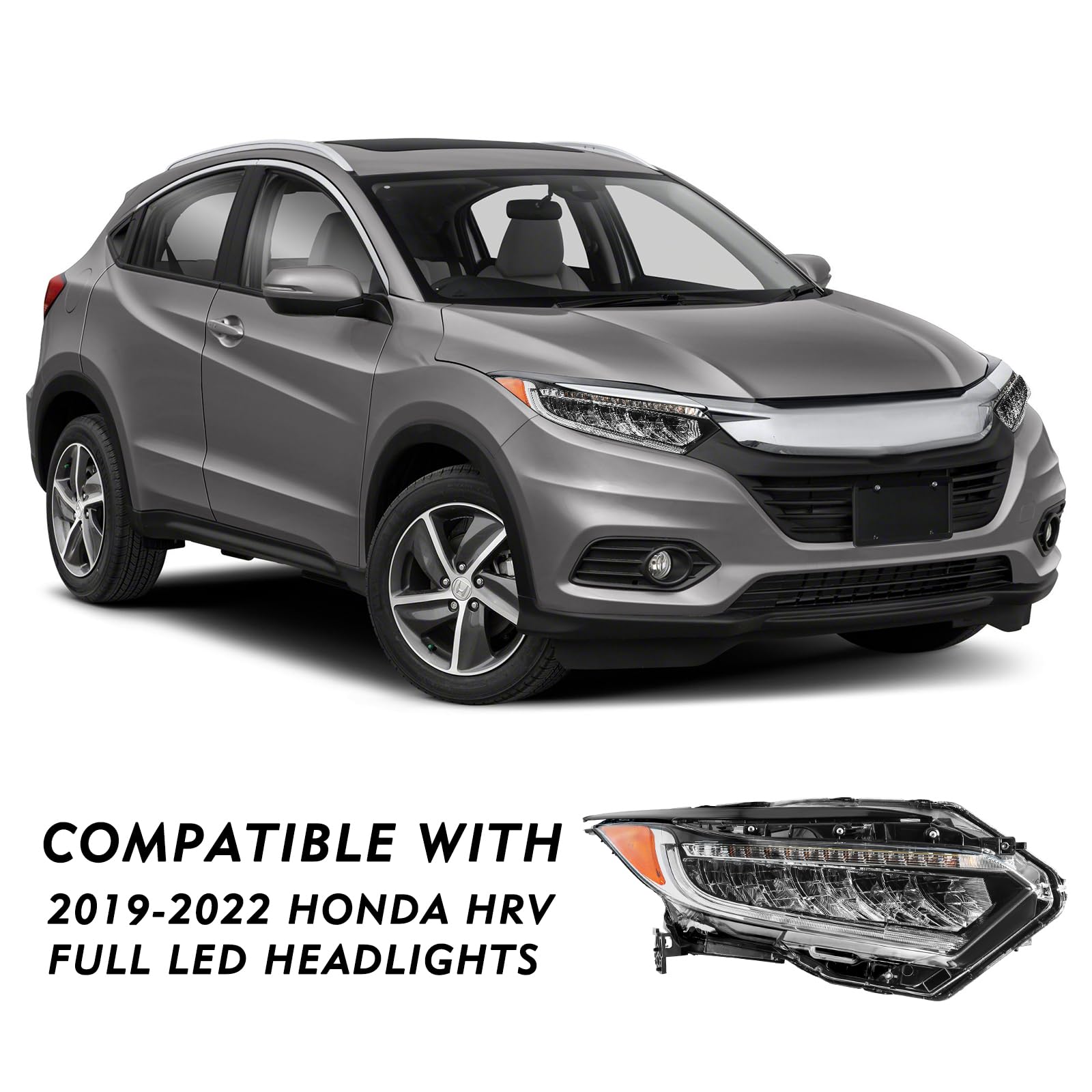 Tusdar Full Led Headlight Assembly W/Bulbs For 2019 2020 2021 2022 Honda Hrv Oem Headlamp (Right Passenger Side)