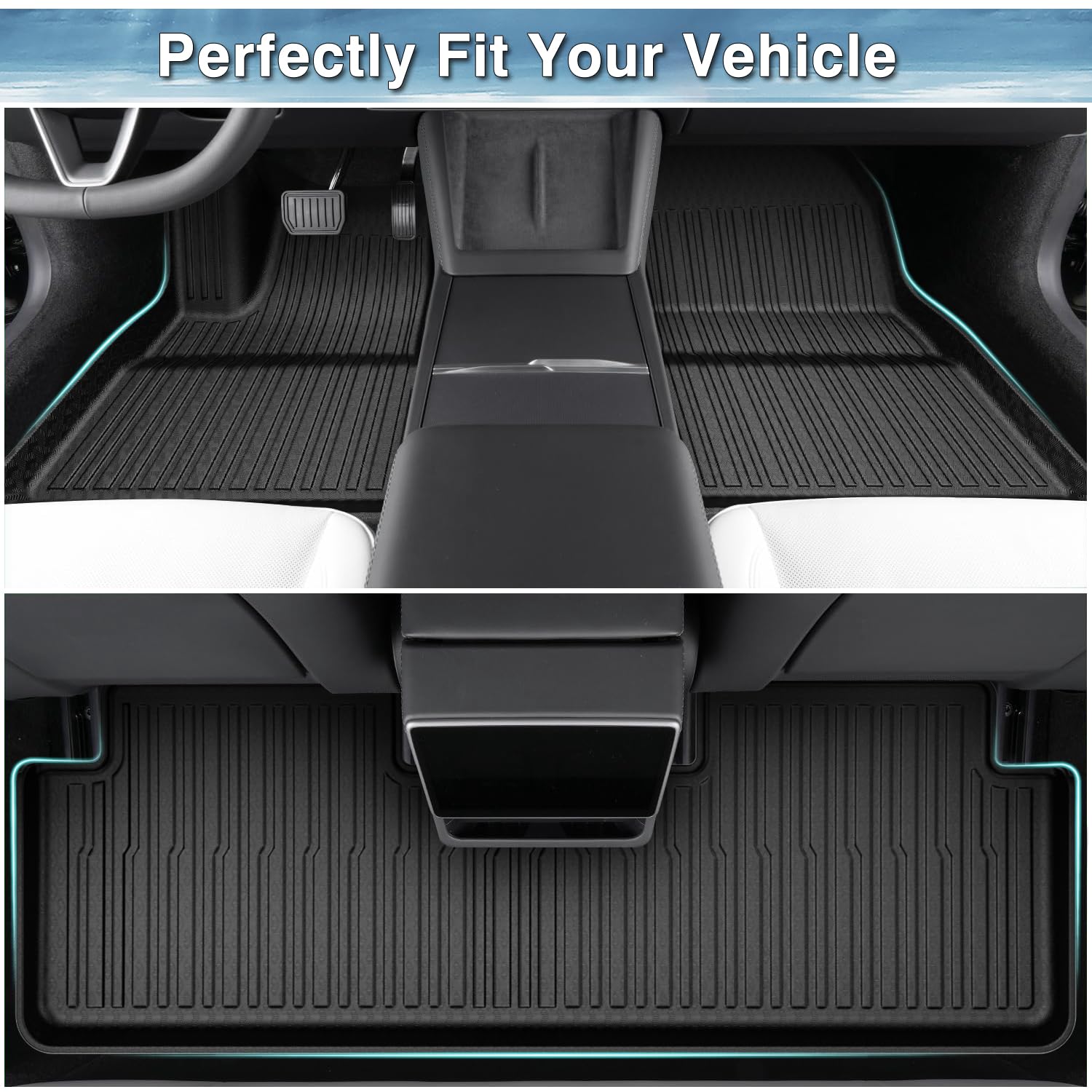 Mixsuper Floor Mats for 2024 2025 2026 Tesla Model 3 Highland, All Weather Floor Liners Custom Fit Waterproof Anti-Slip Durable